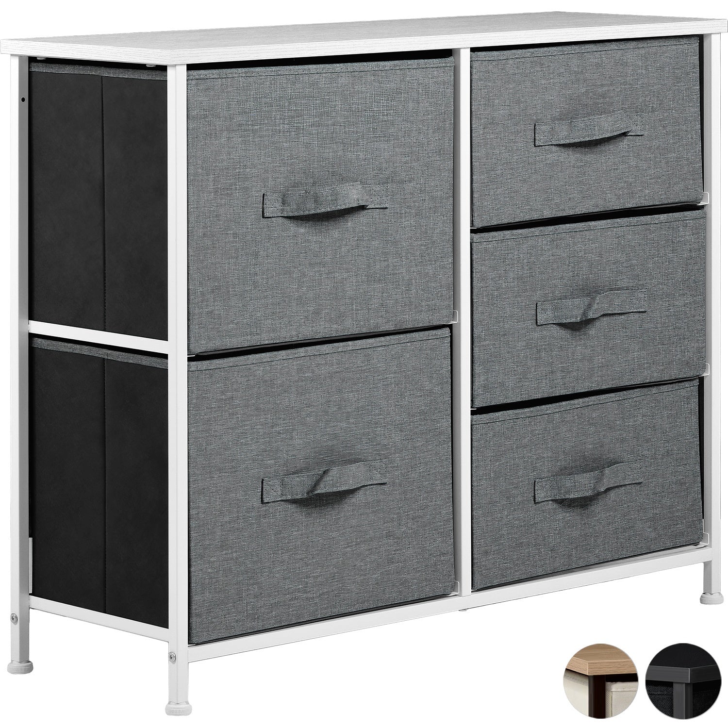 Mueble Cajonera Buro Organizador 5 Cajones Tela Moderno Color Gris
