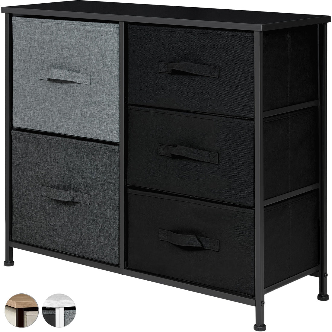 Mueble Cajonera Buro Organizador 5 Cajones Tela Moderno Negro