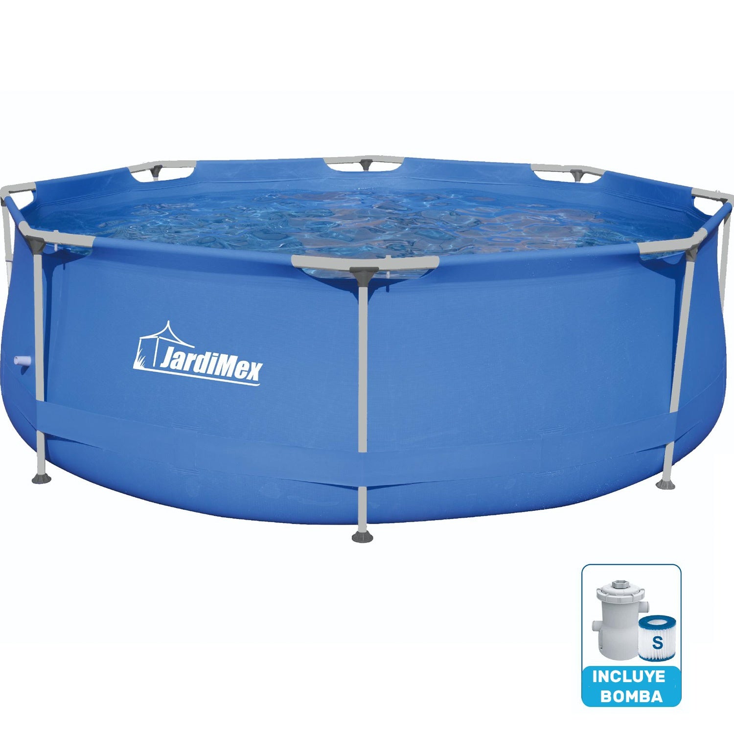 Alberca Estructural Redonda 304cm Diametro 76cm Alto Y Bomba