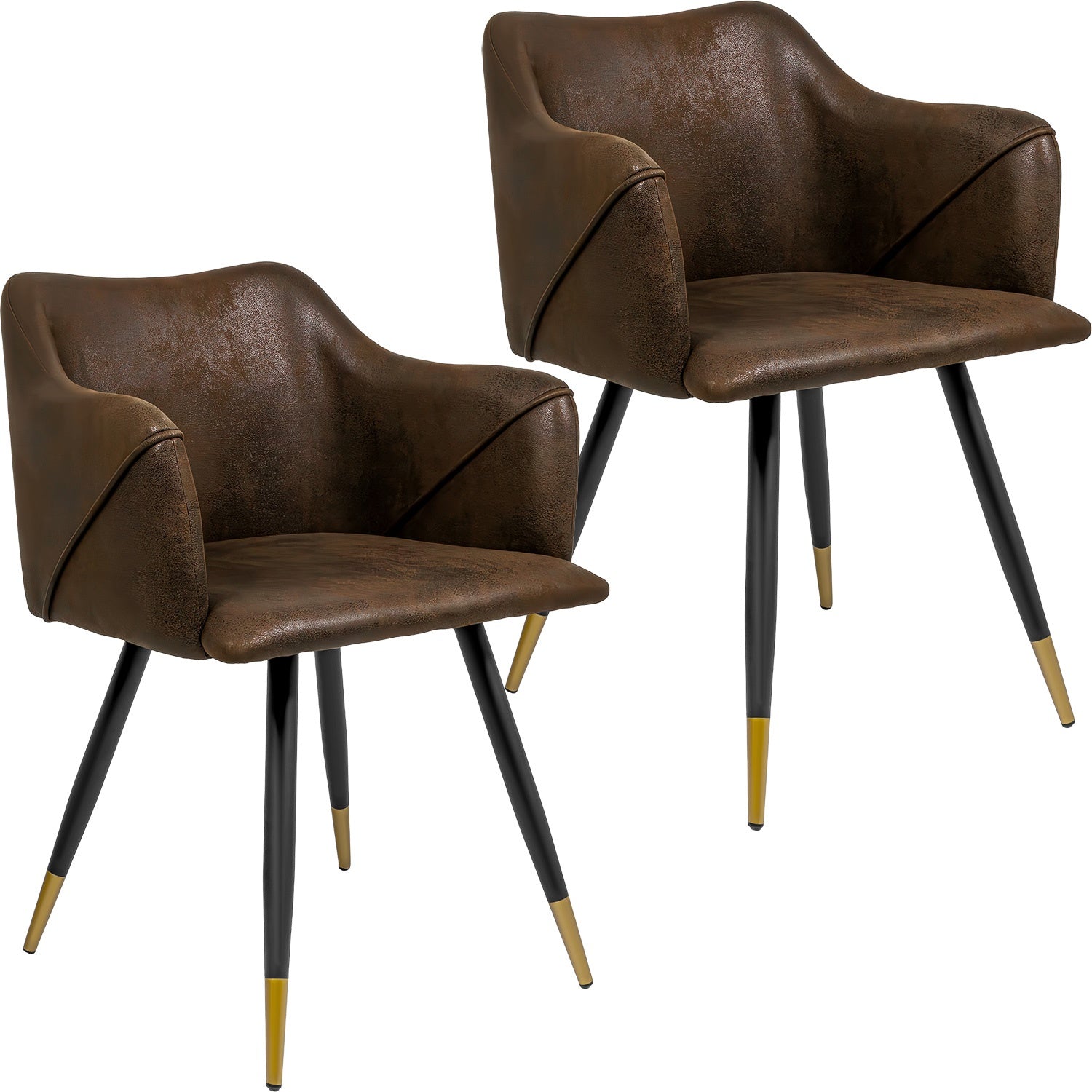 Set 2 Sillas Sillones Juego Comedor Cocina Suede Gamuza Cafe Color De La Estructura De La Silla Negro