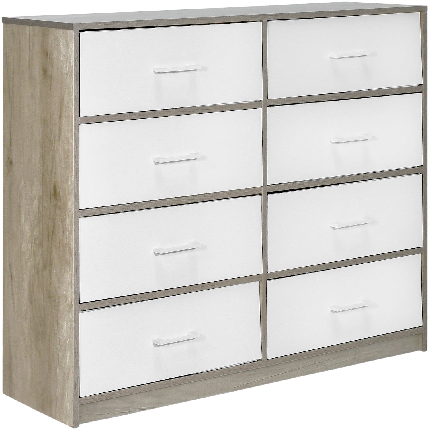 Comoda 8 Cajones Cajonera Tela Estructura Acero Mdf Color Beige