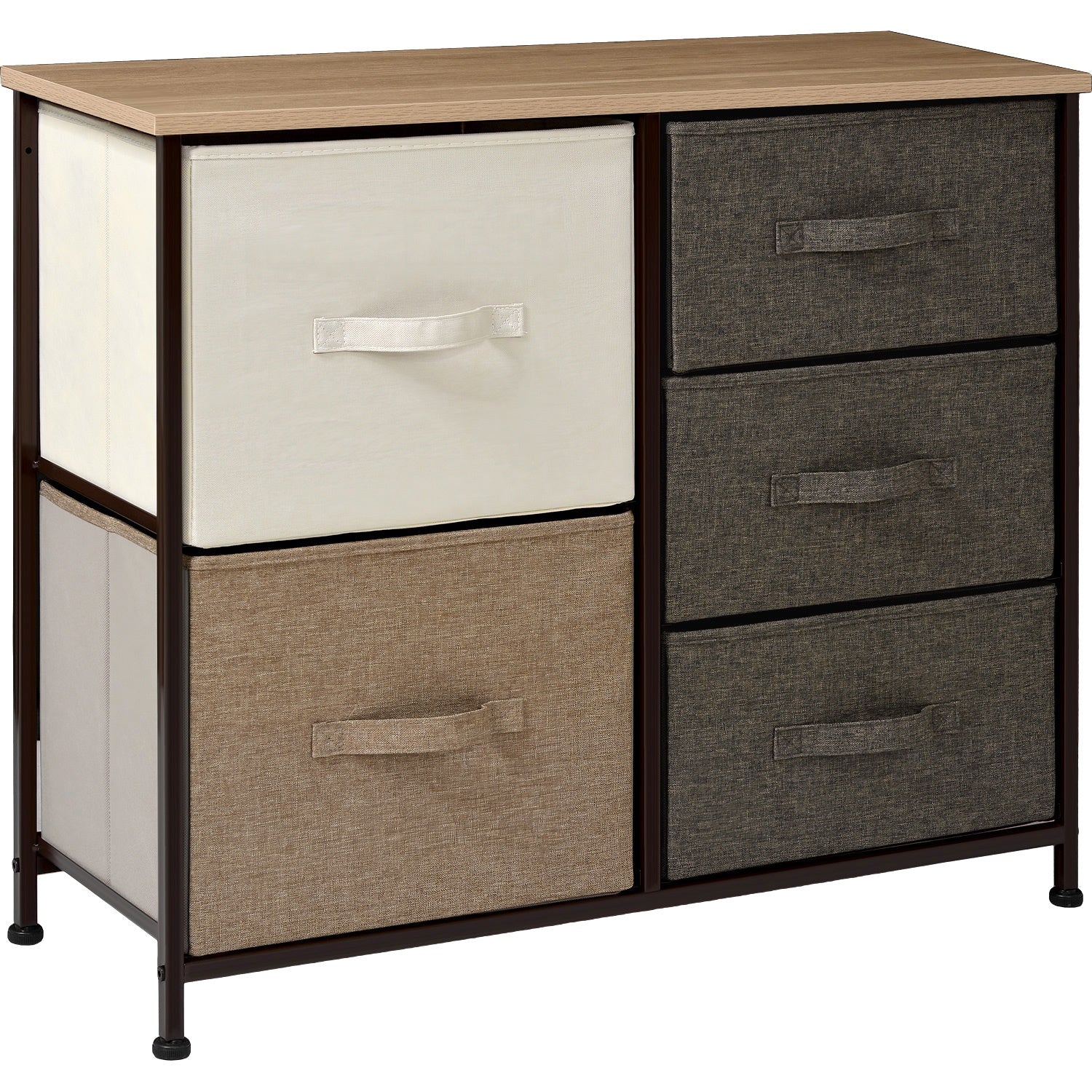 Mueble Cajonera Buro Organizador 5 Cajones Tela Moderno cafe