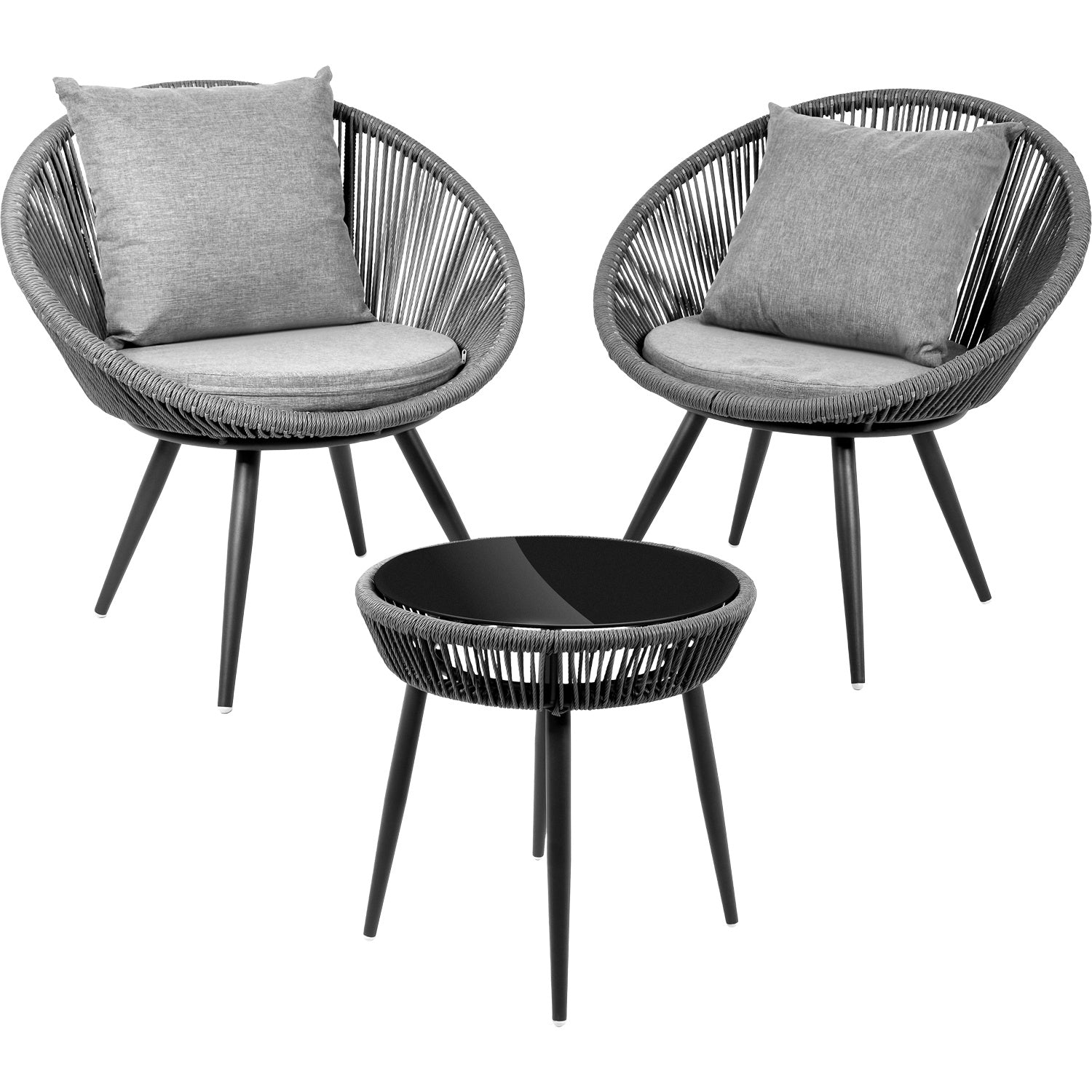 Sillas Tejidas Terraza Exterior Modernas Mesa Cristal 3pzs