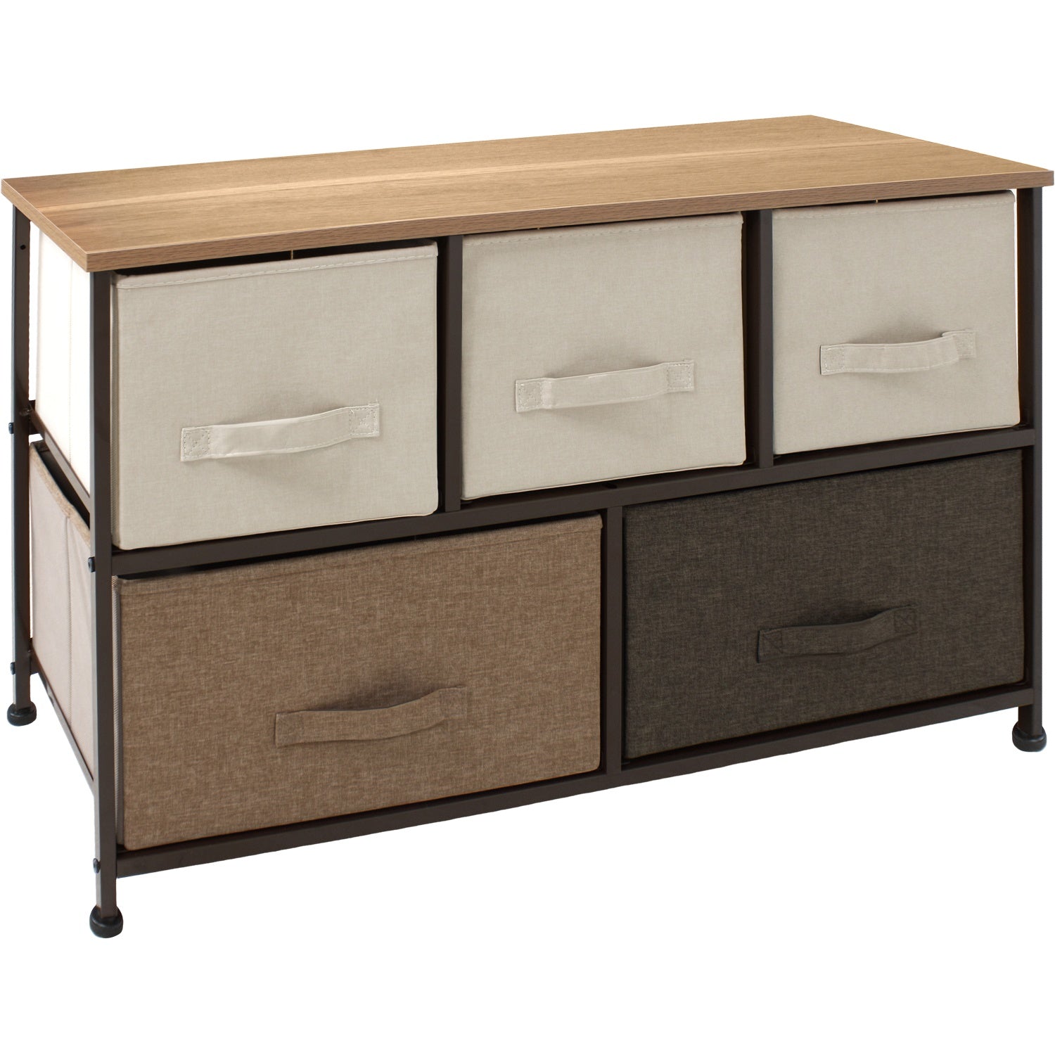 Mueble Buro Organizador Comoda Tela Metal 5 Cajoneras cafe