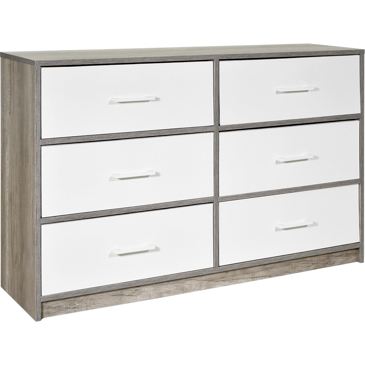Mueble Comoda Cajonera 6 Cajones Tela Estructura Acero Mdf Color Beige