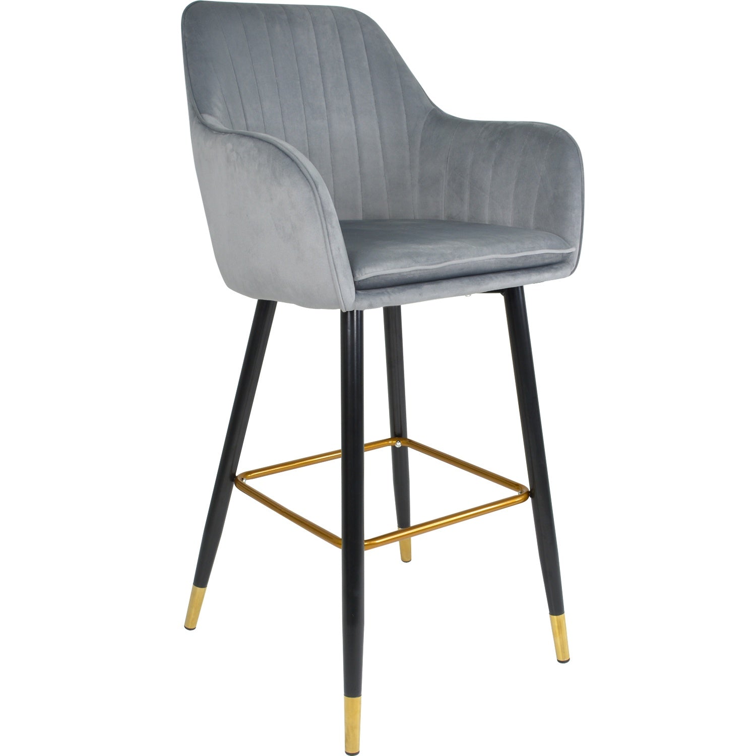 Silla Alta Tapizada Banco Sillon Eames Gris Terciopelo