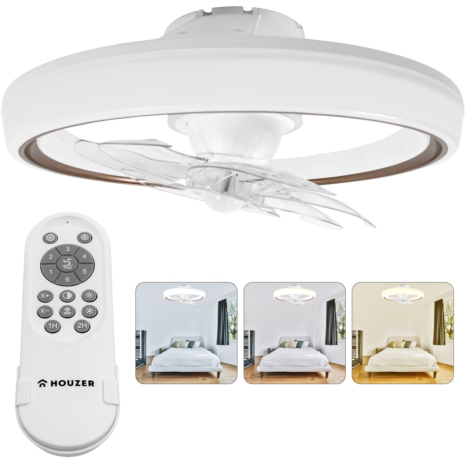 Ventilador Techo Direcciones Luz Led Inteligente Control 20