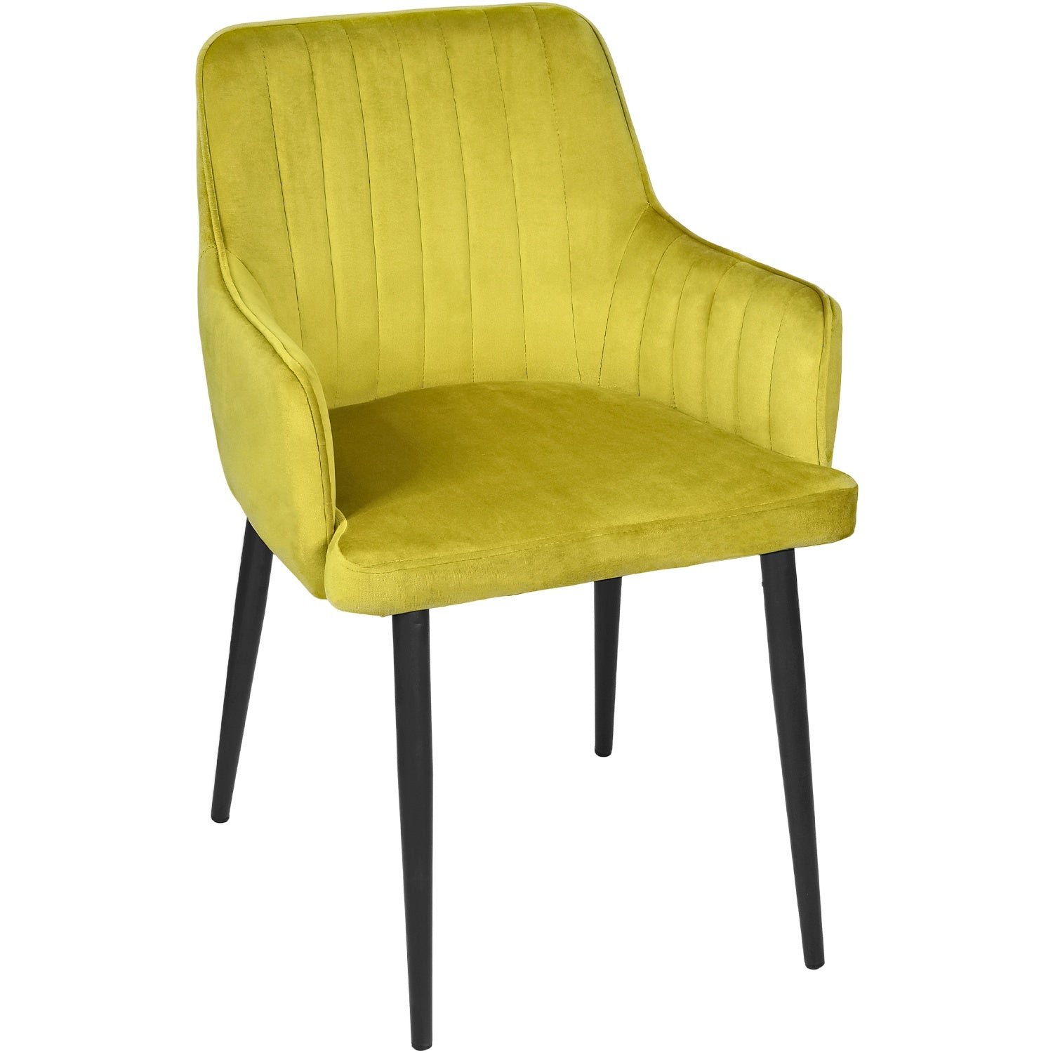 Silla Sillon Comedor Tapizado Terciopelo Moderno Amarillo