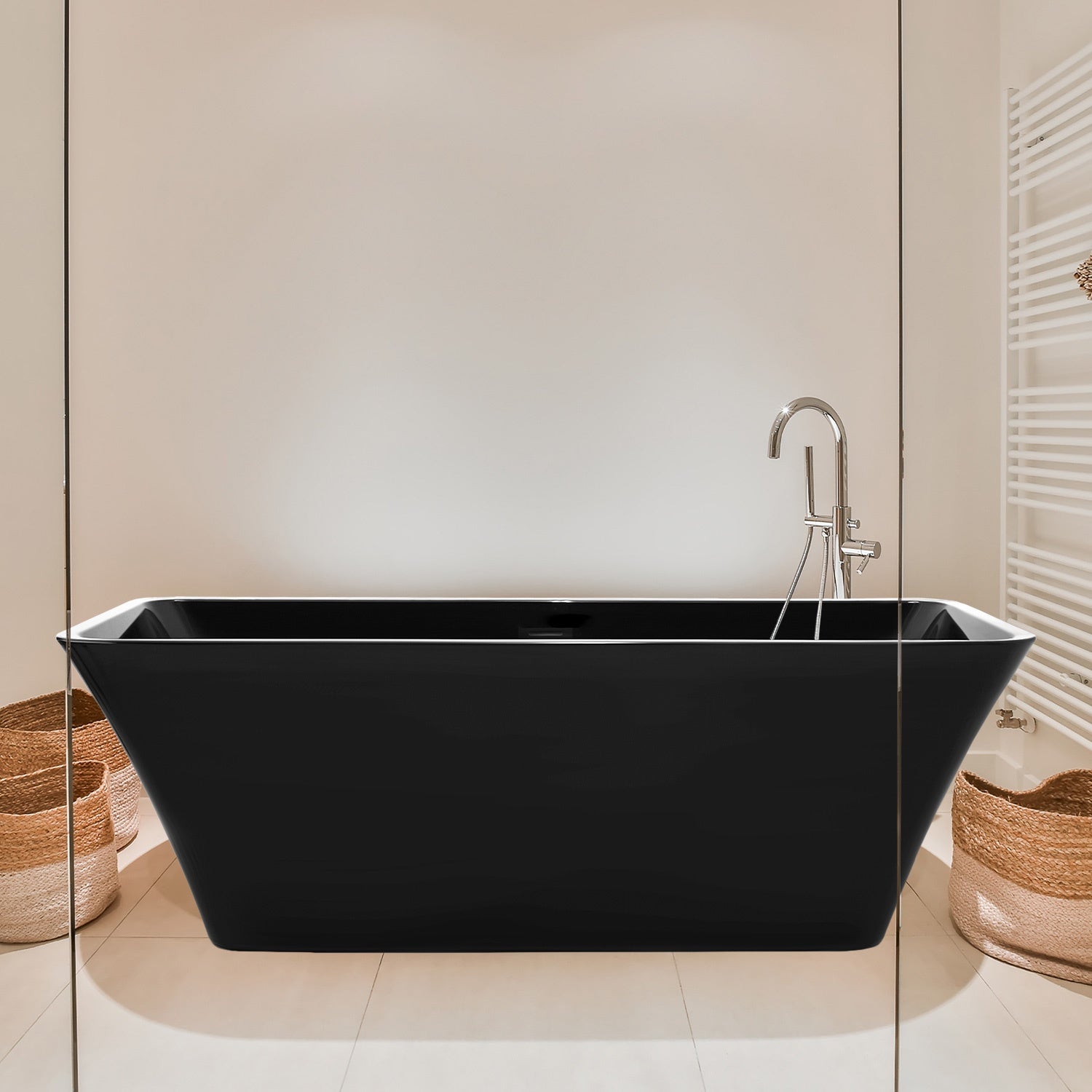 Tina Baño Premium Lujo 280l Fibra Vidrio 172x77x62 Cm Negra