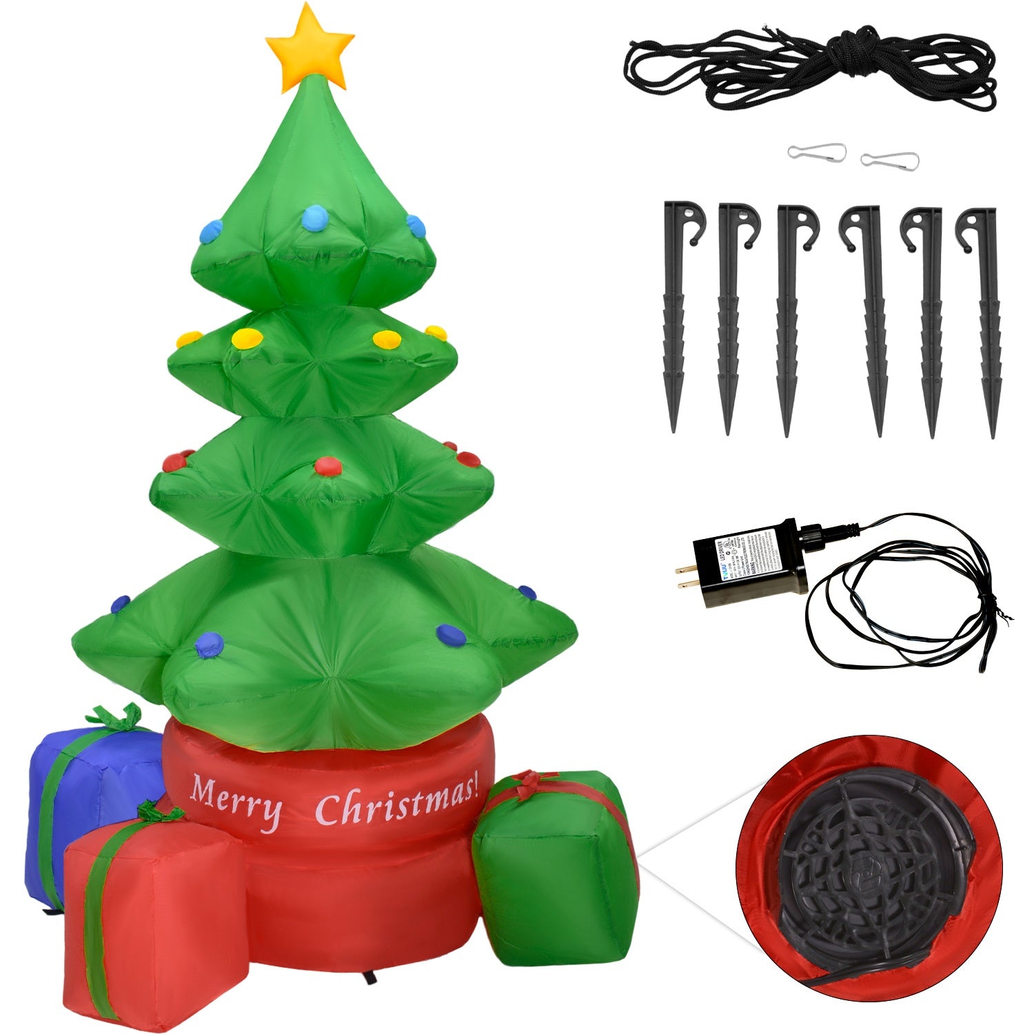 Inflable Navidad Arbol Giratorio 360° 2.2m Decoracion Led