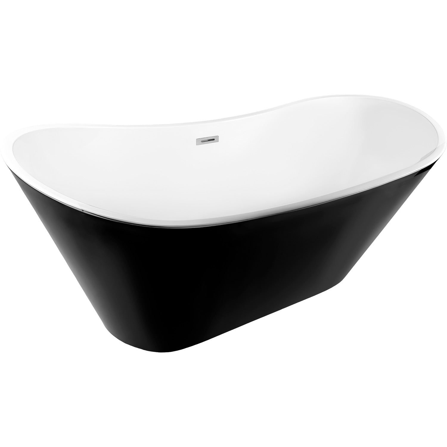 Tina Baño Fibra De Vidrio Bañera Lujo Teseo 170 X 72 X 70 Cm Color Negro