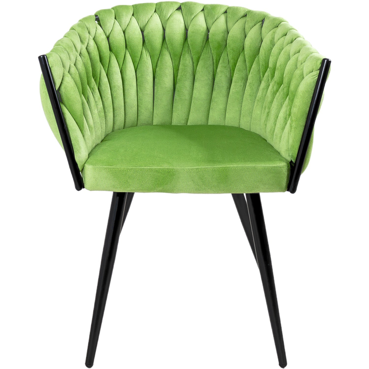 Silla Comedor-Tejida Terciopelo Modernas Elegante Estructura De La Silla Negro Asiento Verde