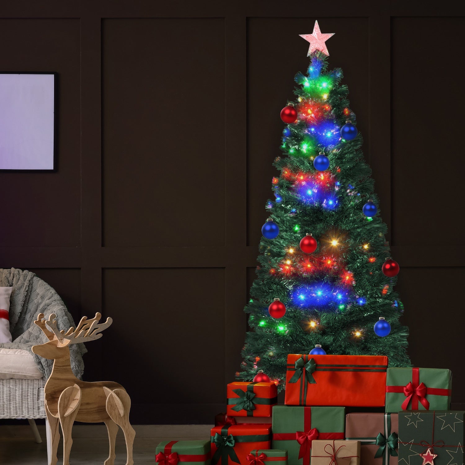 Arbol Navidad Led Fibra Optica 180 Cm 200 Ramas + Estrella