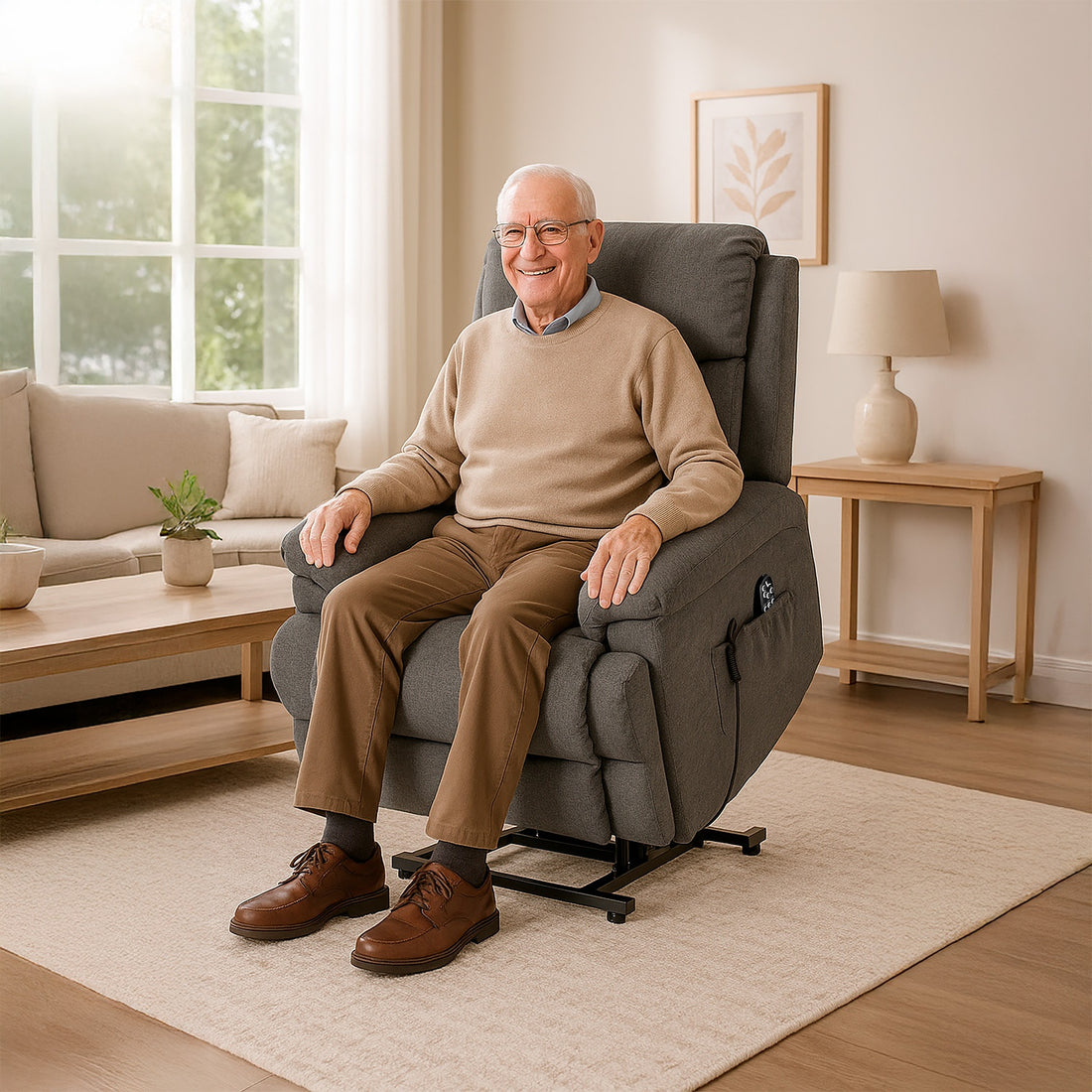 Sillon Sofa Electrico Masajeador Elevacion Temperatura Calor Color Gris