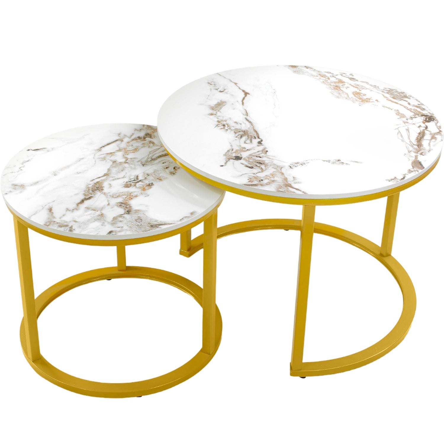Set 2 Mesas de Centro 60cm Tipo Marmol Mesa para Sala de Estar