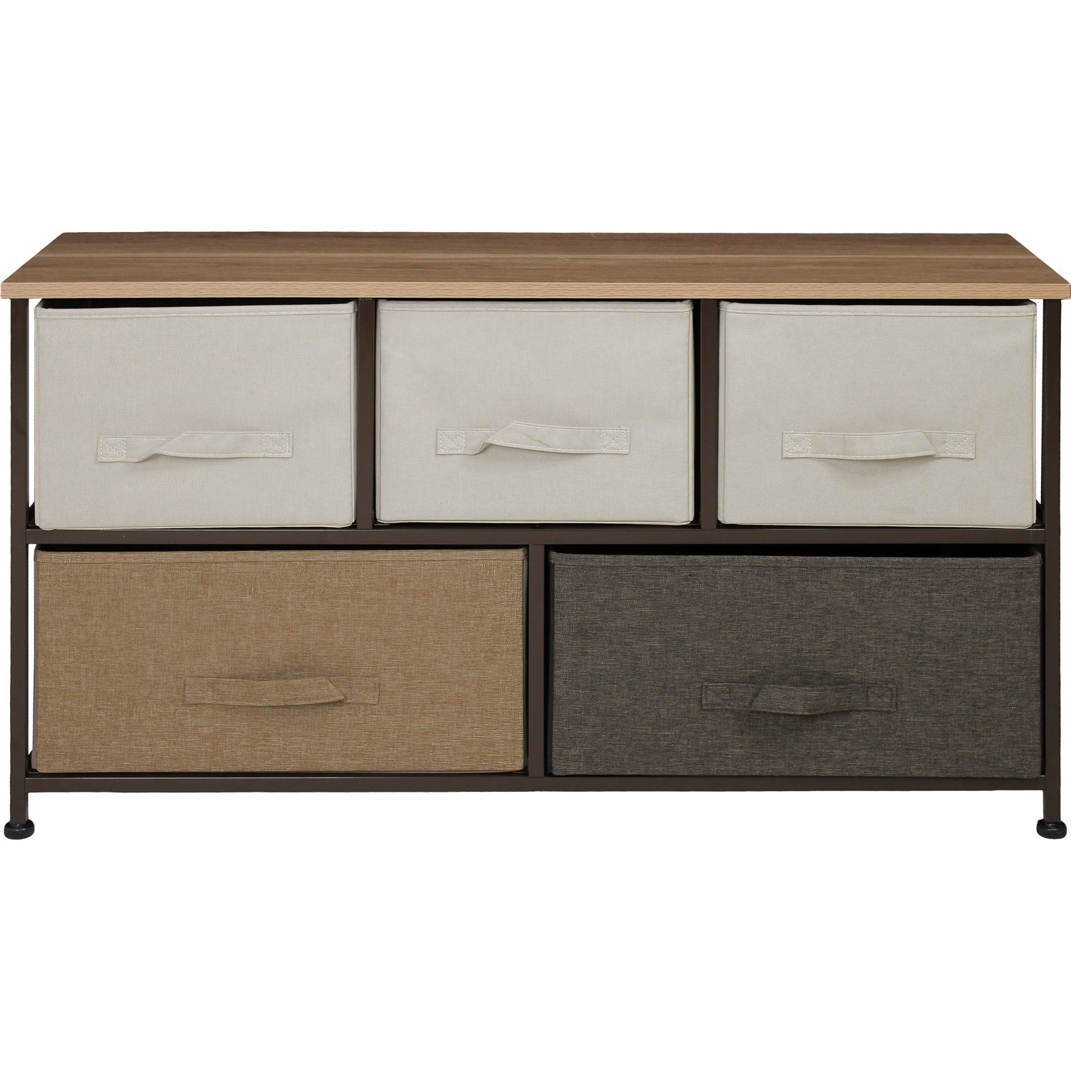 Mueble Buro Organizador Comoda Tela Metal 5 Cajoneras cafe