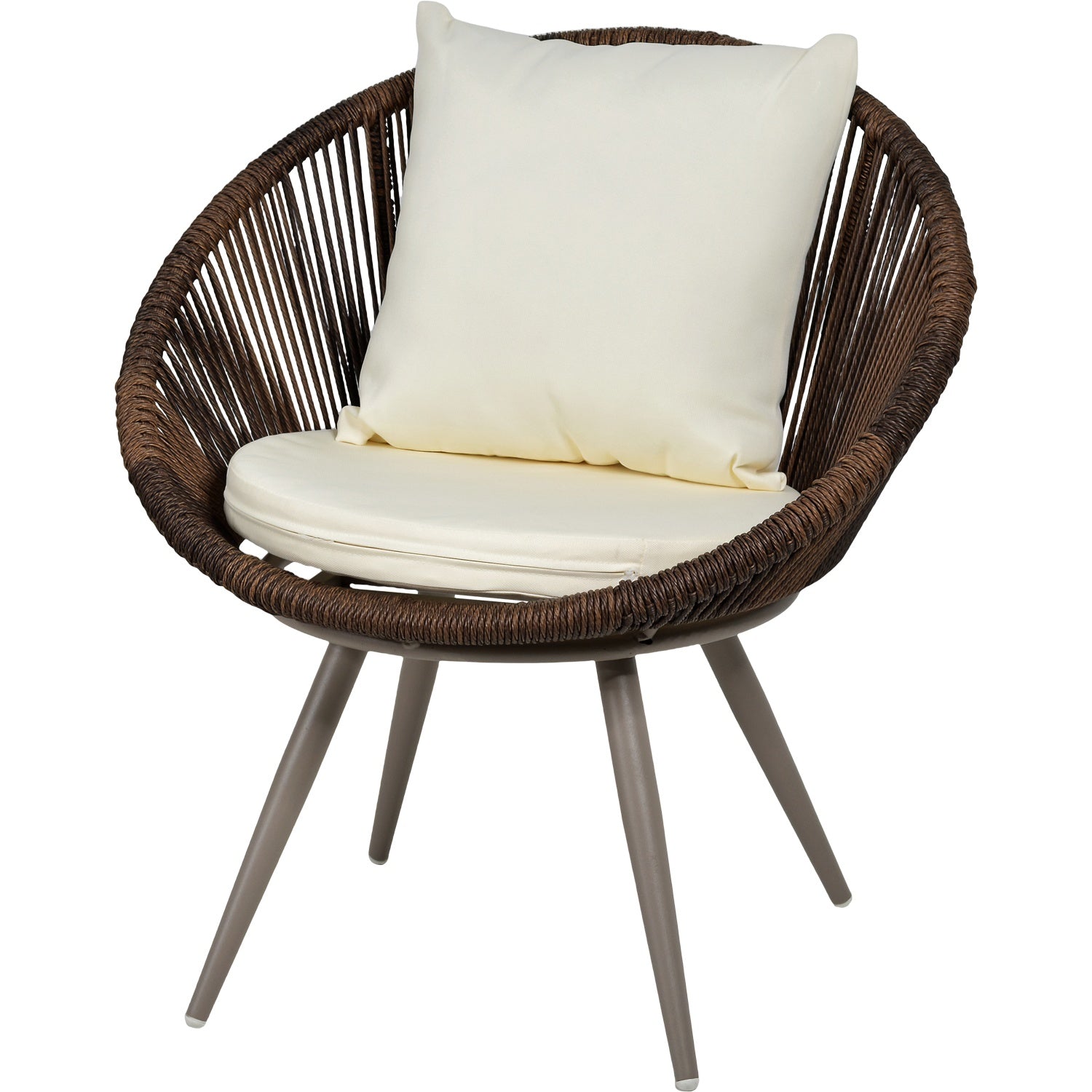 Sillas Tejidas Terraza Exterior Modernas Mesa Cristal 3pzs Beige