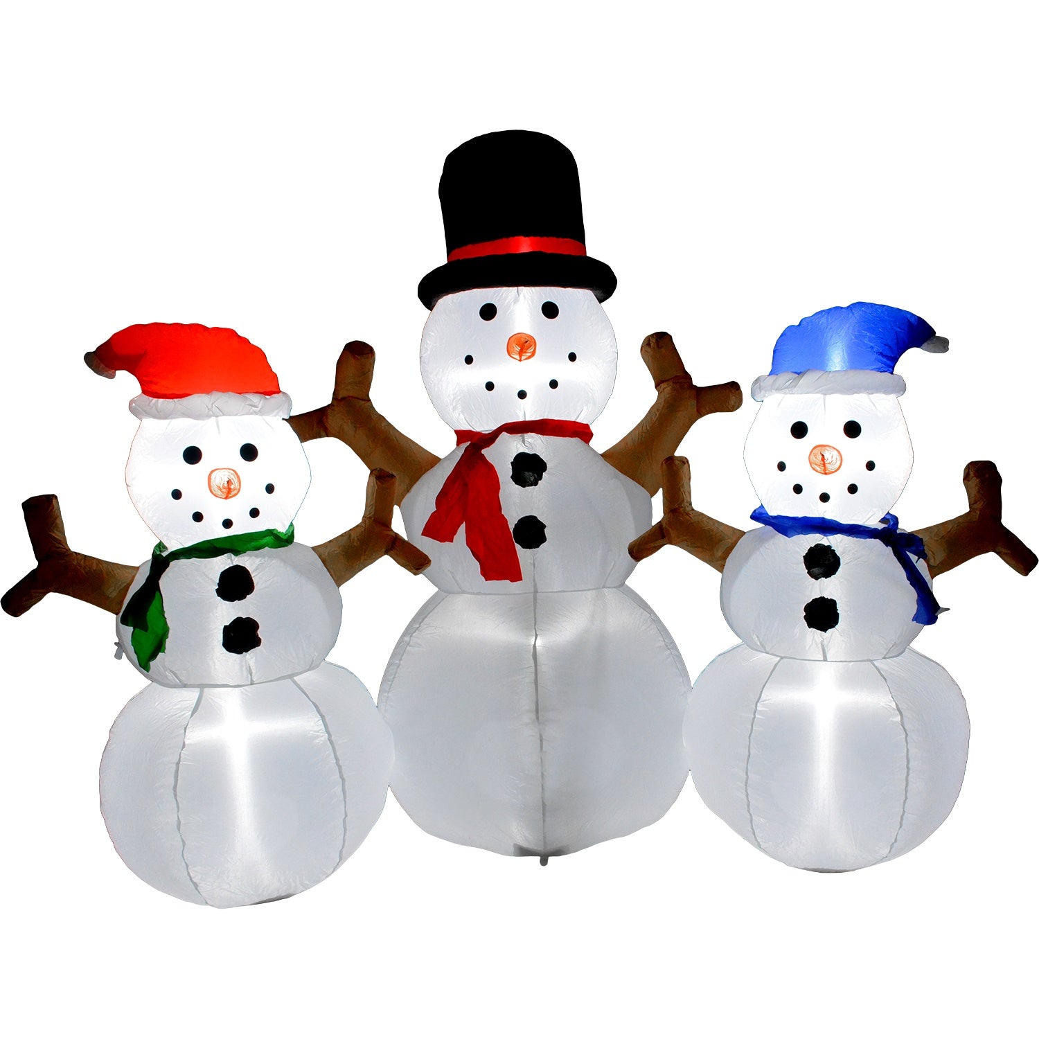 Inflable Navidad 3 Muñecos Nieve 2.30m Exterior Luz Led