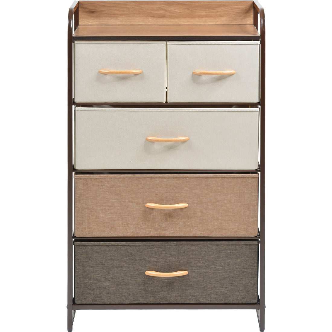 Mueble Buro Organizador Comoda 5 Cajoneras Tela Moderno Color Café