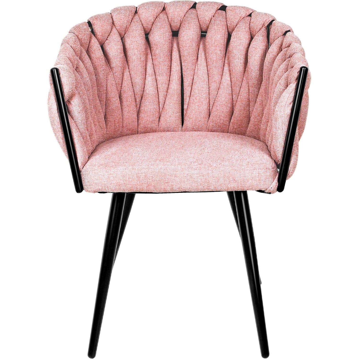 Silla Comedor Patron Tejido Elegante Moderno Estructura De La Silla Negro Asiento Rosa