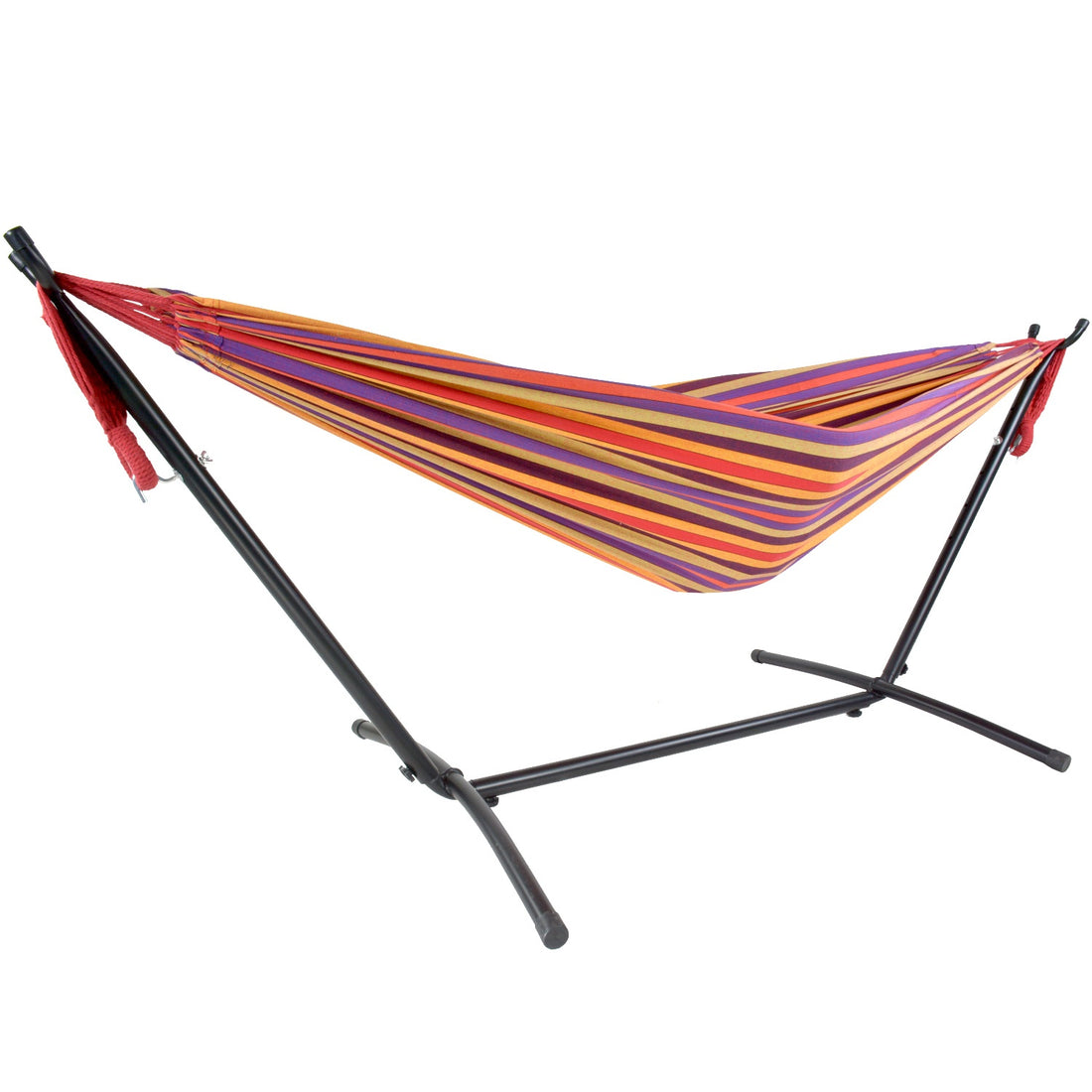 Hamaca Roja Doble Soporte Con Base De Acero Reforzado