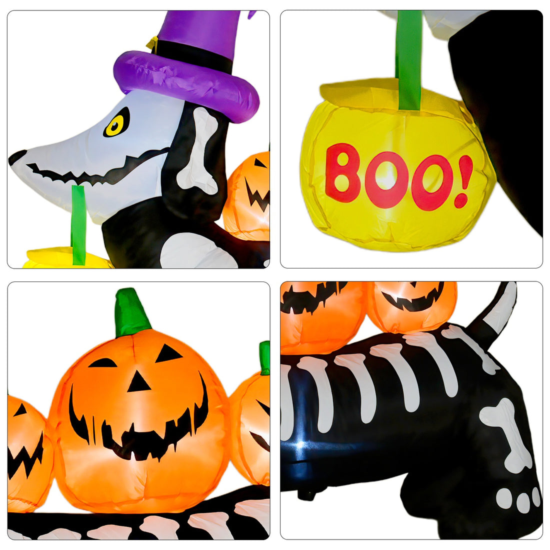 Inflable Halloween 1.8m Perro Salchicha Embrujado Luz Led