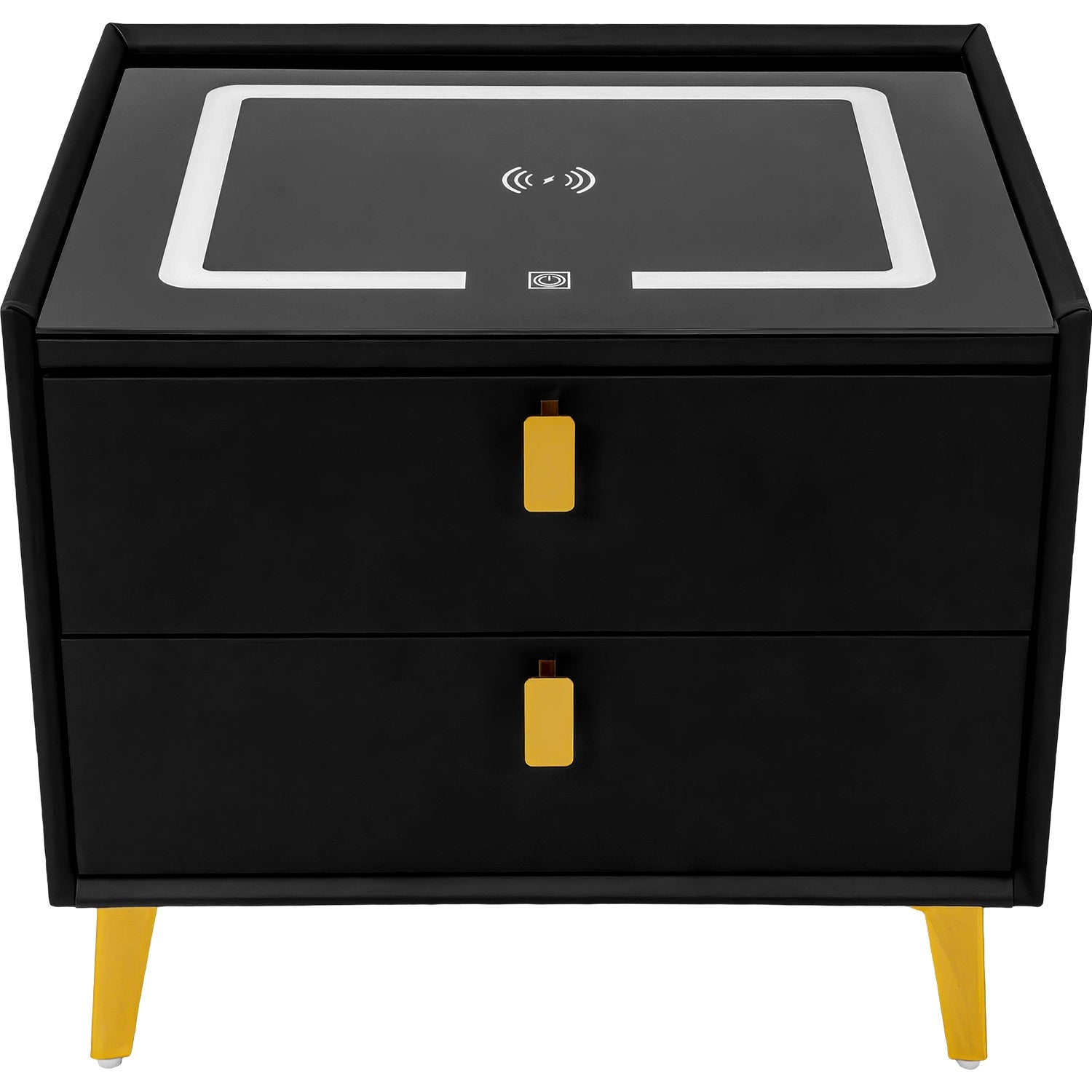 Mesa Noche Buro Negro Inteligente Cargador Inalambrico Luz Led Usb