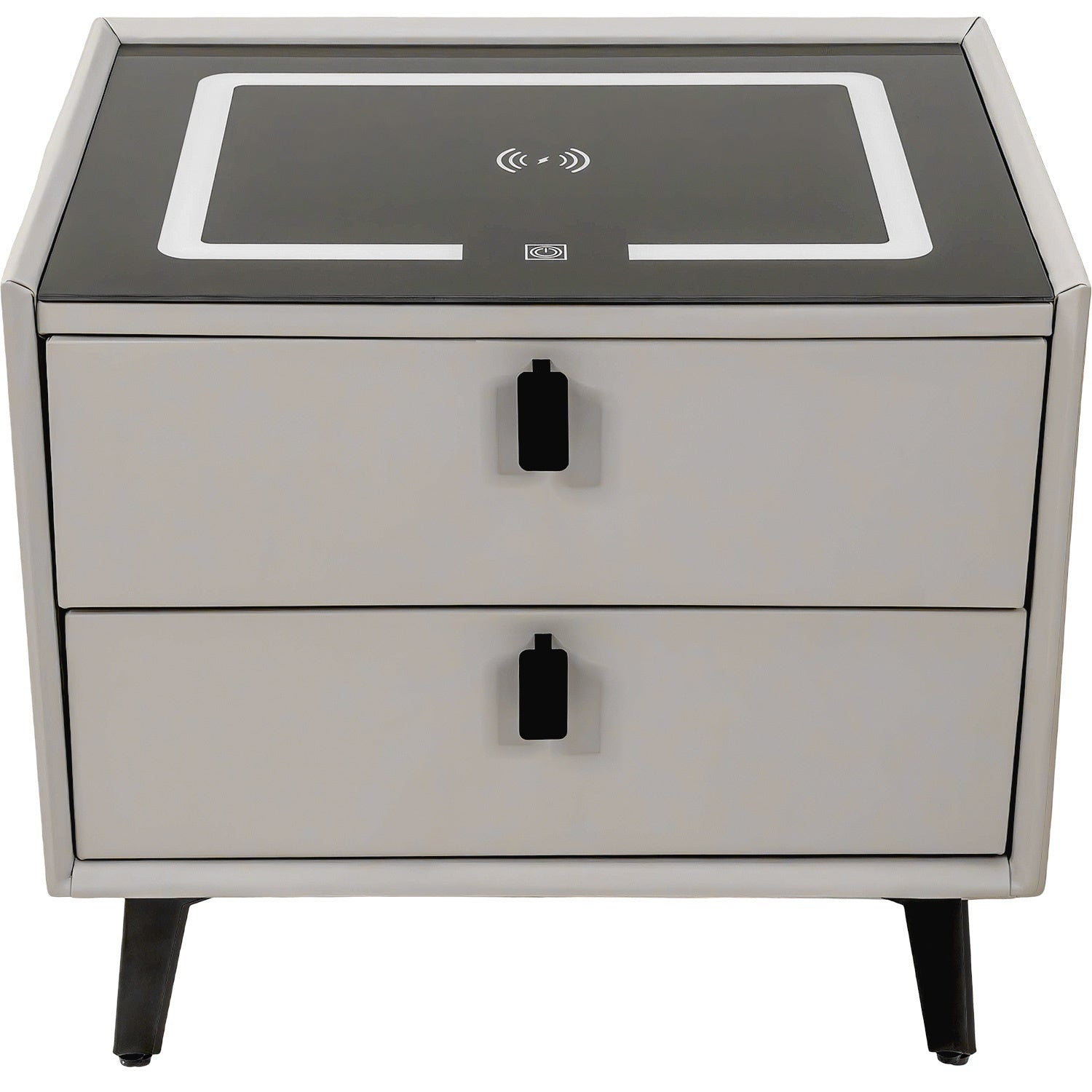 Mesa Noche Buro Gris Inteligente Cargador Inalambrico Luz Led Usb