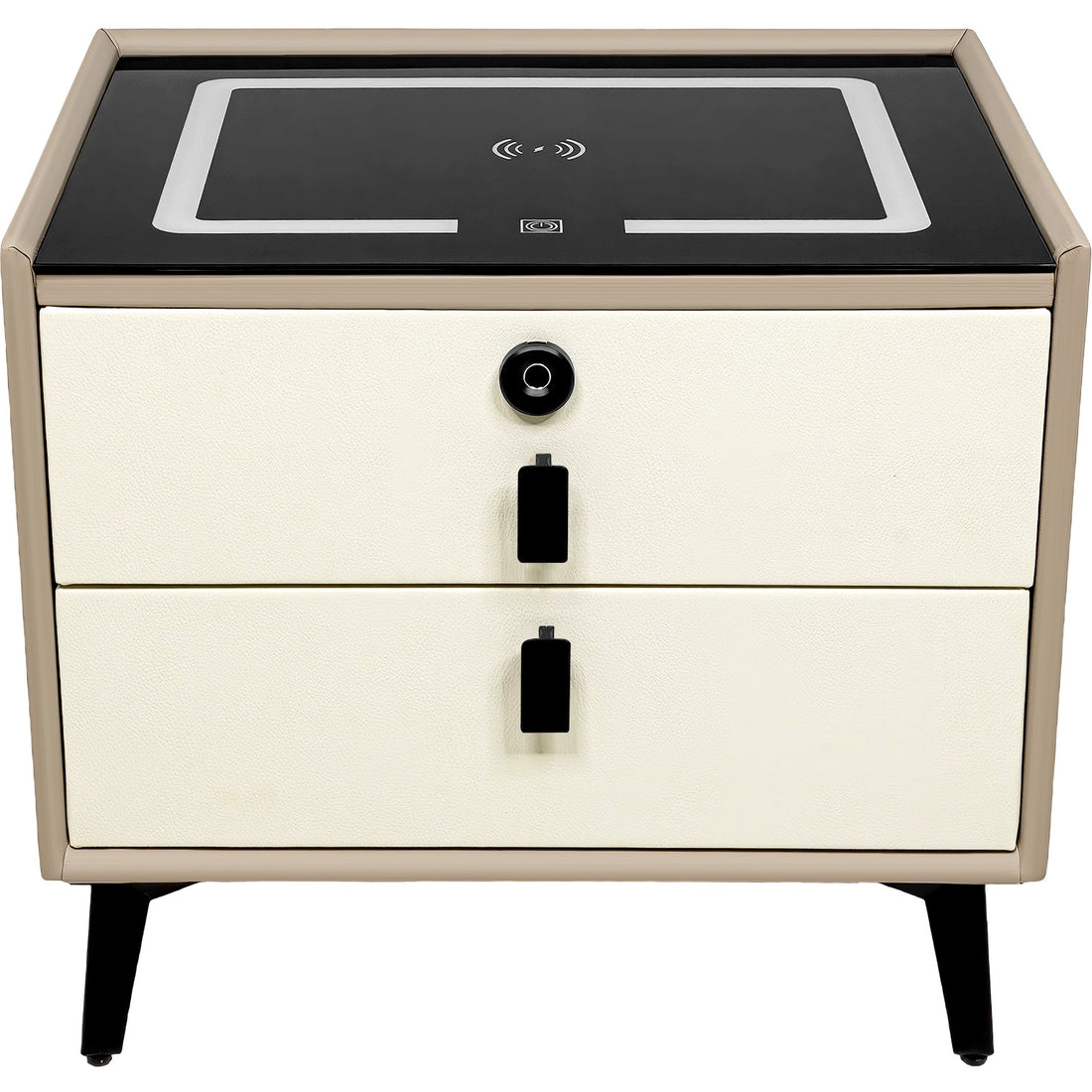 Mesa Buro Huella Inteligente Cargador Inalambrico Led Audio Acabado Mate Color Beige