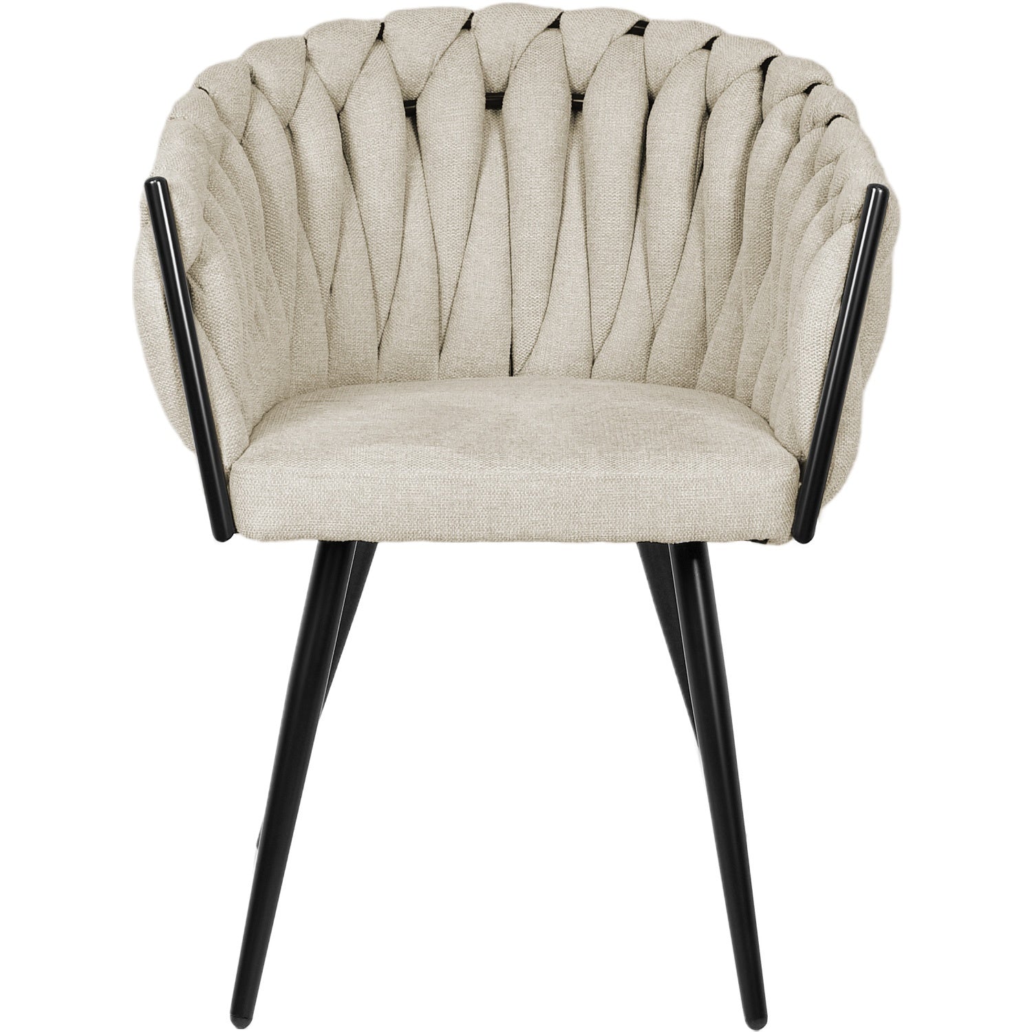 Silla Comedor Patron Tejido Elegante Moderno Estructura De La Silla Negro Asiento Beige