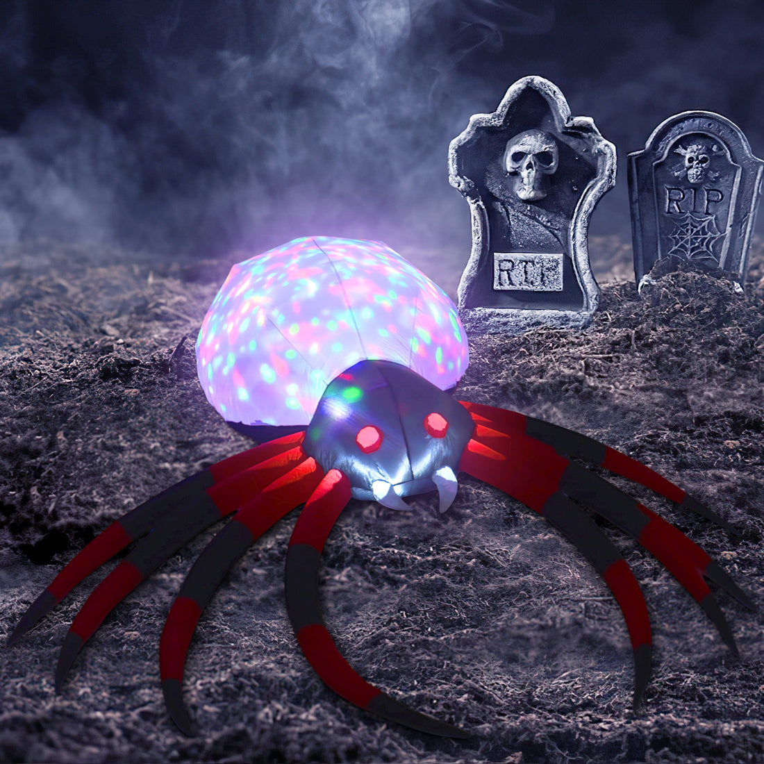 Inflable Halloween 2.3 Mts Araña Gigante Spider Luz Led