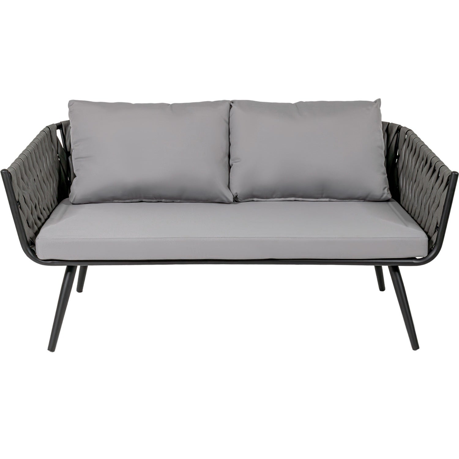 Sala Exterior Tejida Rattan Jardin Patio Terraza 4 Pz Gris