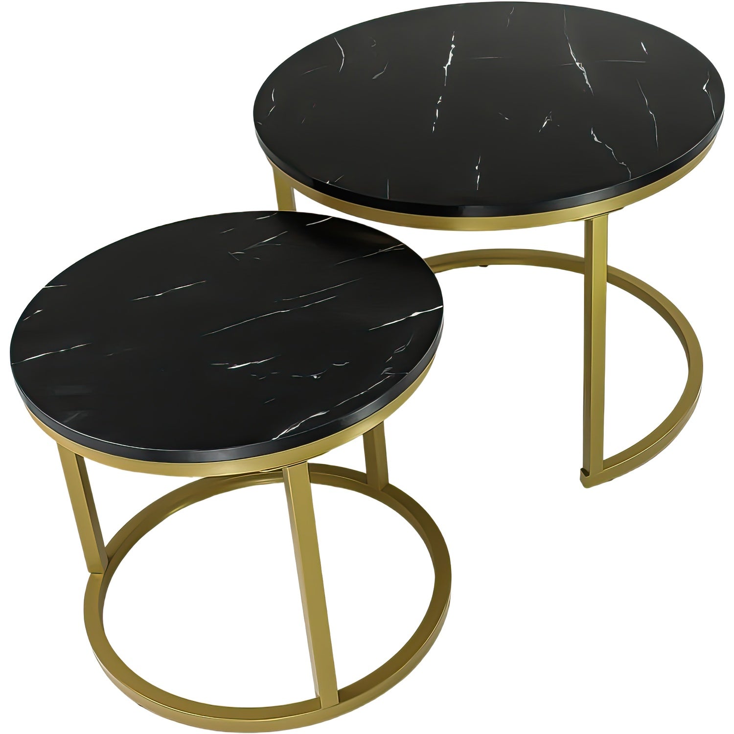 Set 2 Mesas De Centro Redondas Color Negro 45cm Y 60cm