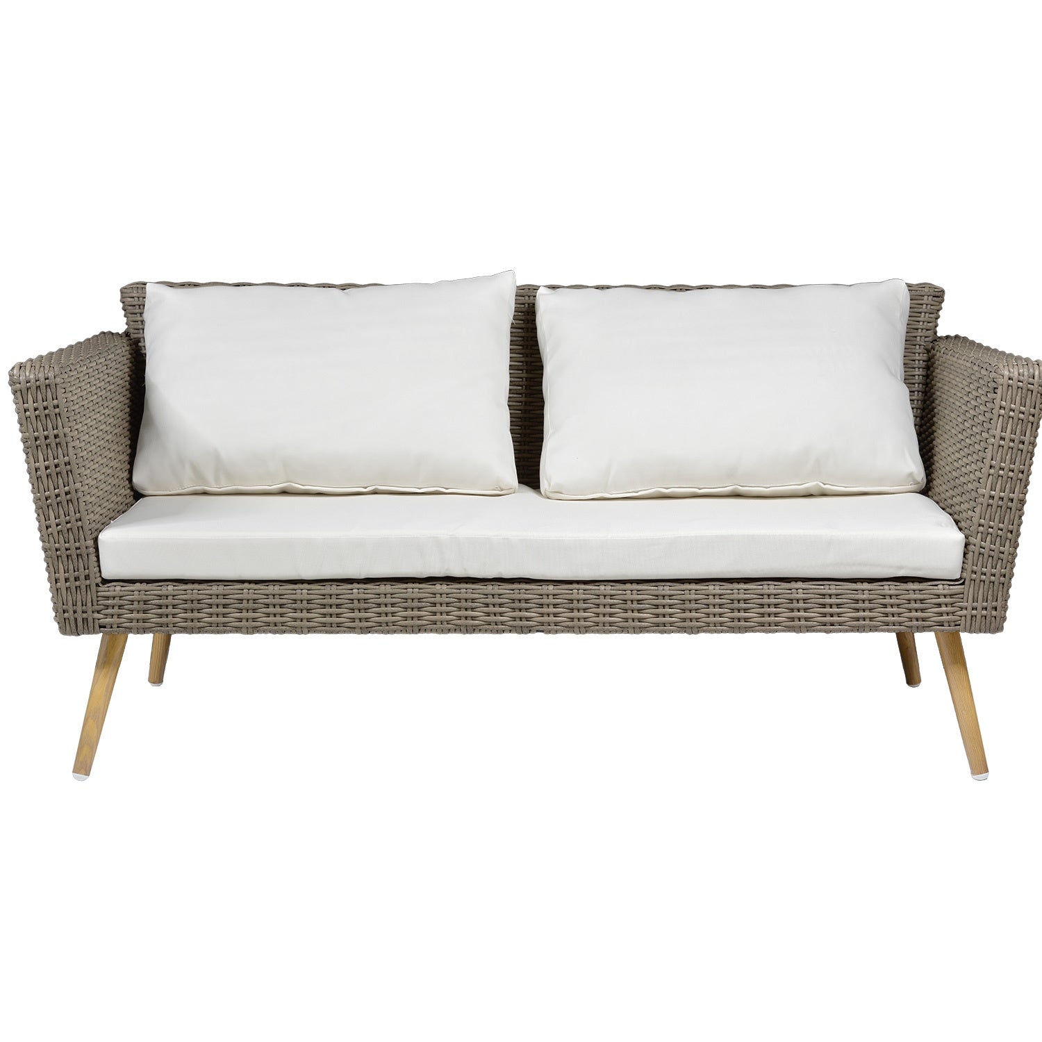 Sala Exterior 4pzs Tipo Rattan Patio Terraza Jardin Beige