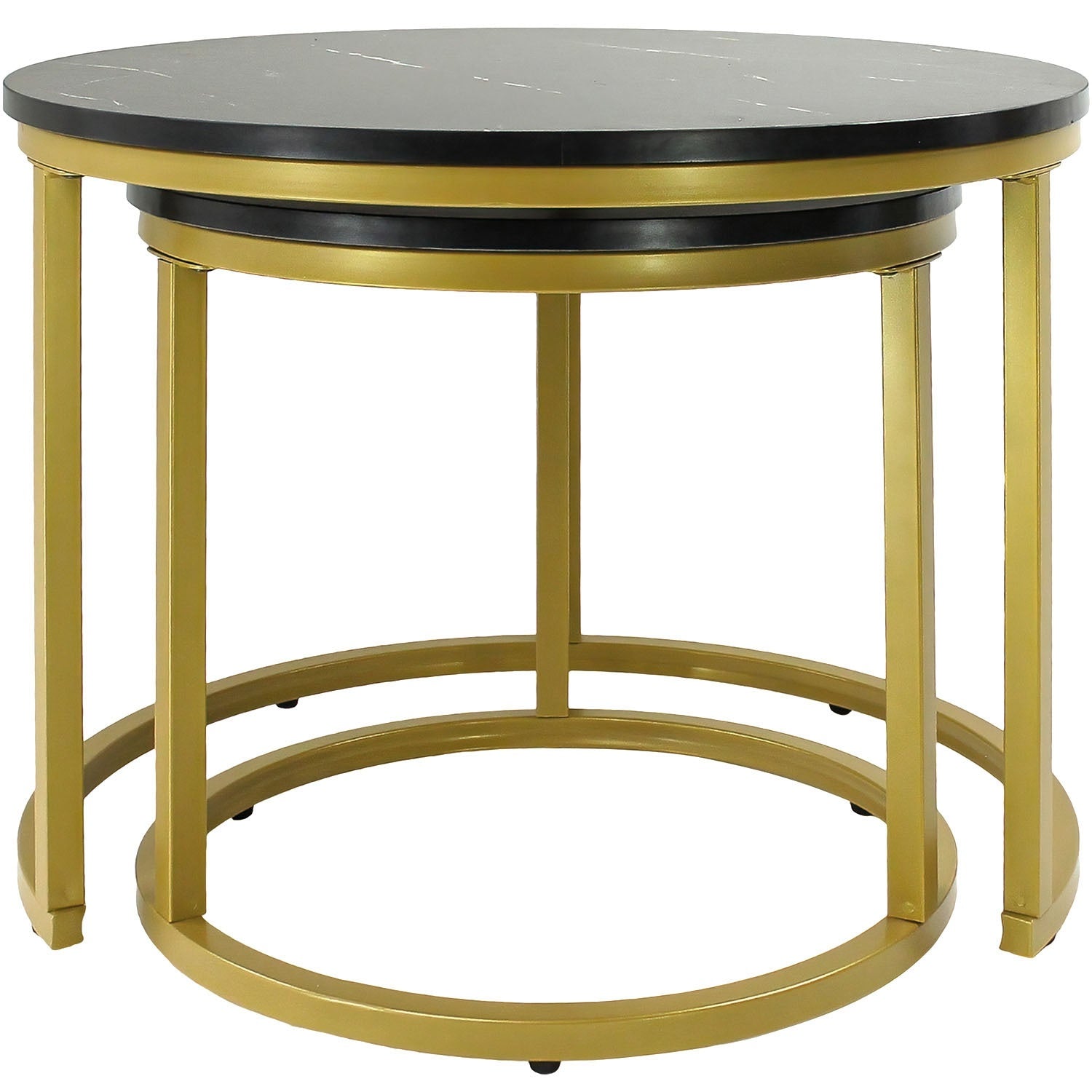 Set 2 Mesas De Centro Redondas Color Negro 45cm Y 60cm