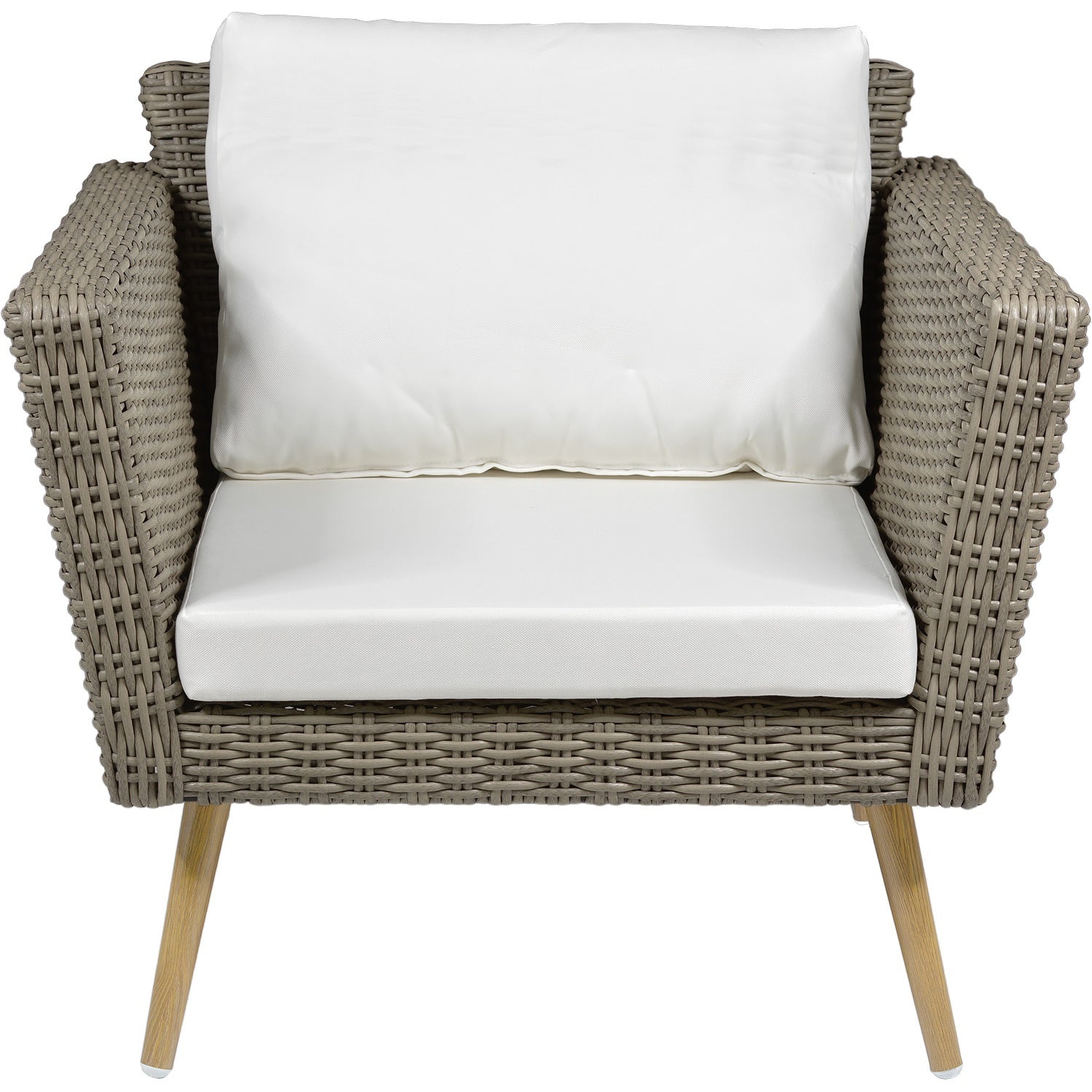 Sala Exterior 4pzs Tipo Rattan Patio Terraza Jardin Beige