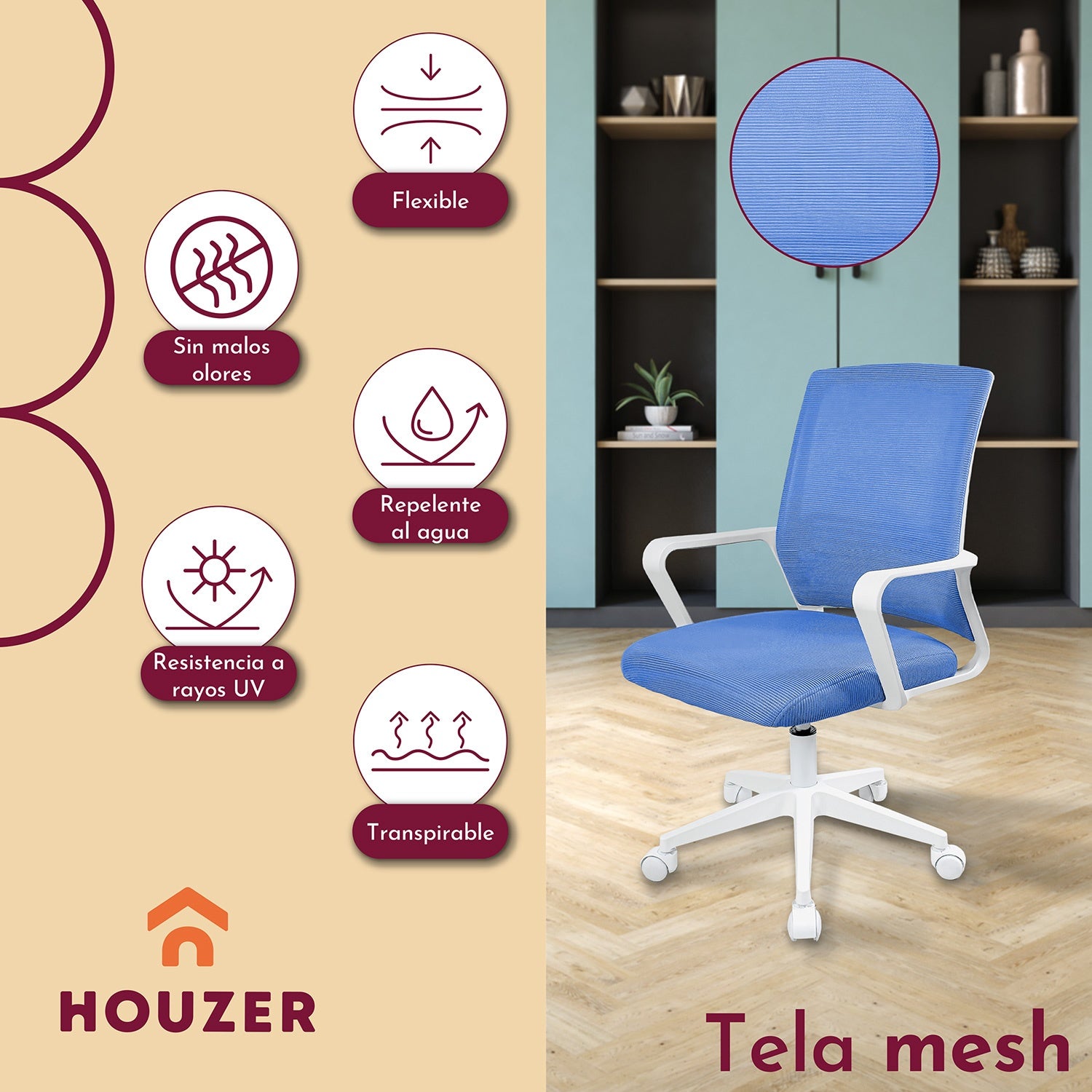 Silla Oficina Ajustable Ergonomica Escritorio Giratoria Azul