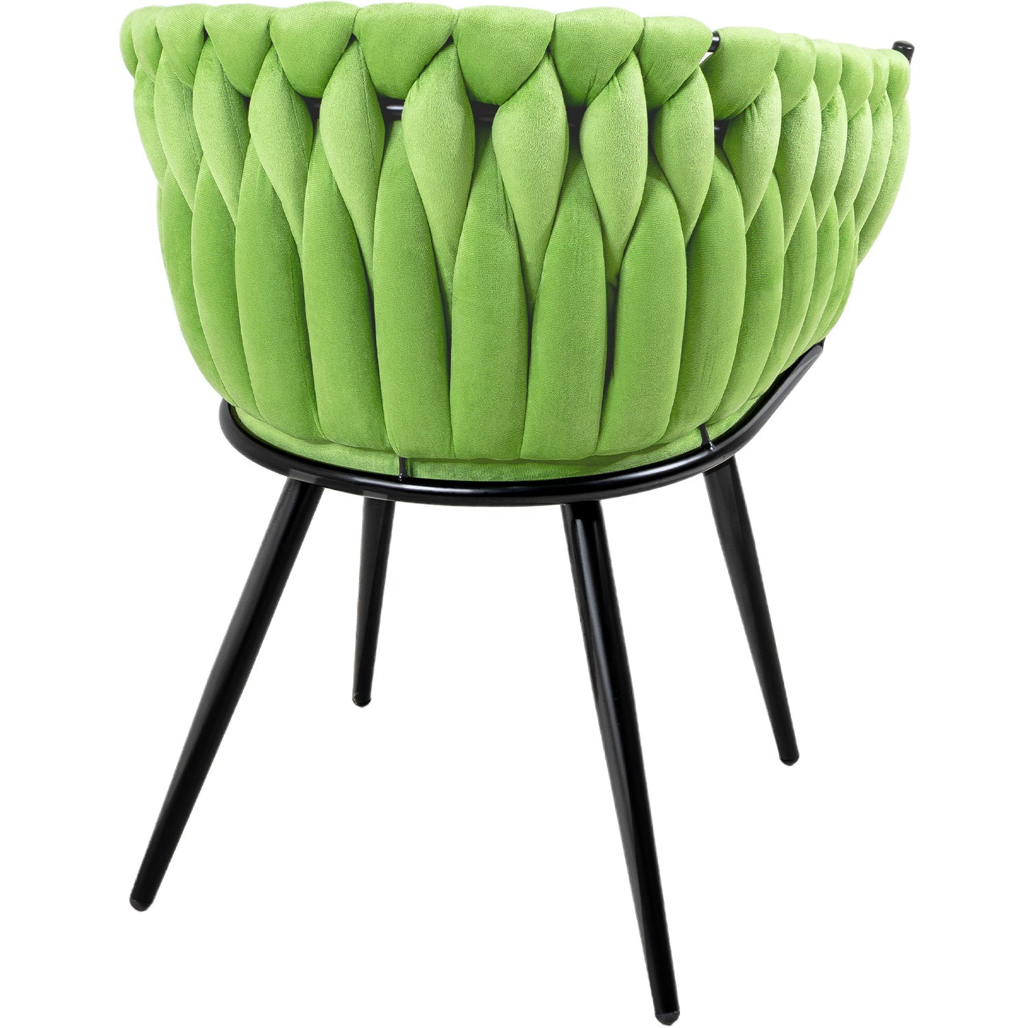 Silla Comedor-Tejida Terciopelo Modernas Elegante Estructura De La Silla Negro Asiento Verde