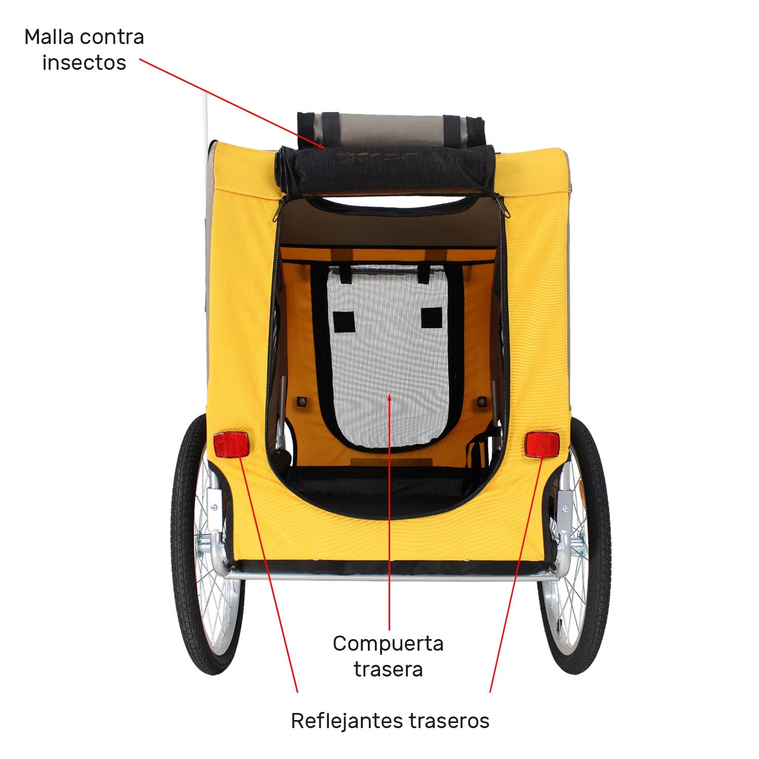 Remolque Carrito Para Bicicleta Niños Infaltil Mascotas 60kg Naranja