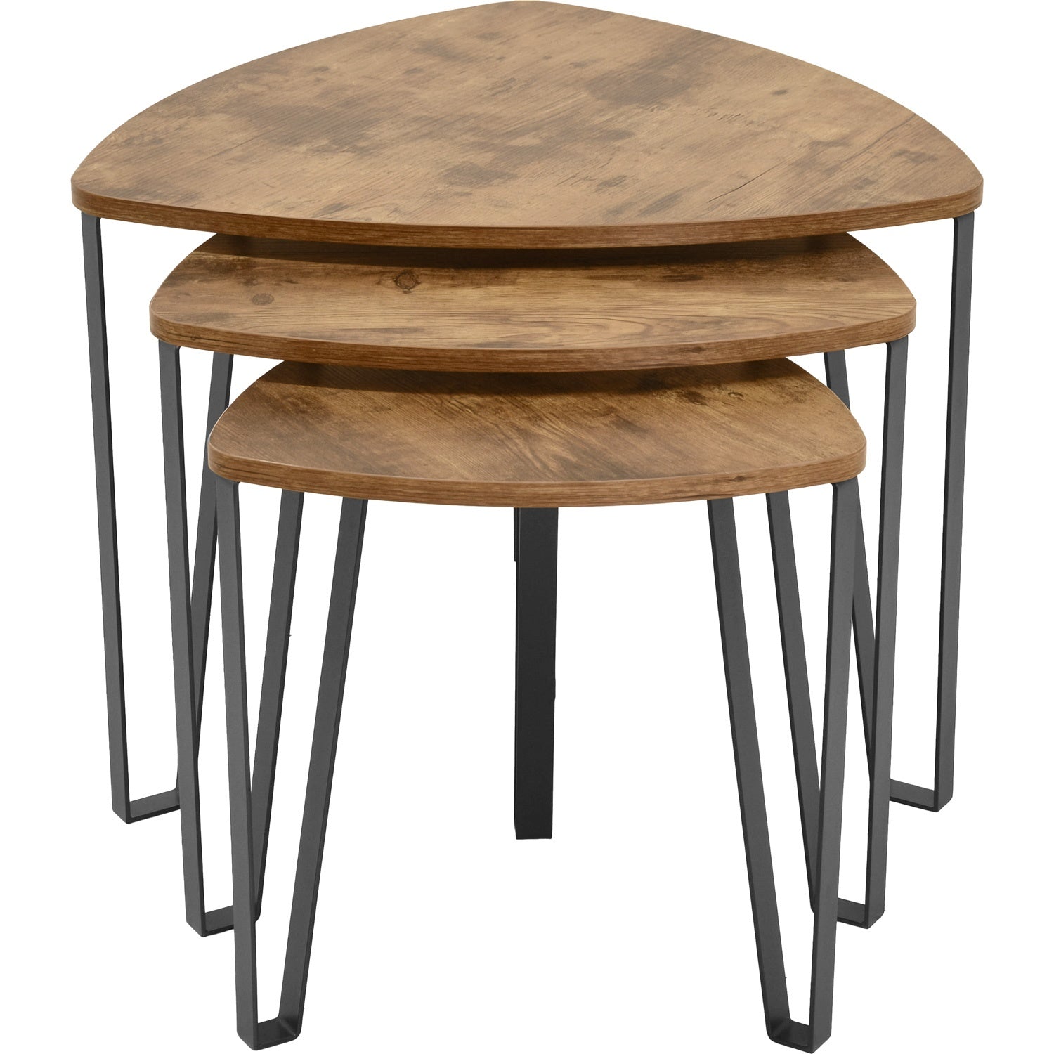 Set Mesa Triangular 3 Industrial Centro Laterales Madera
