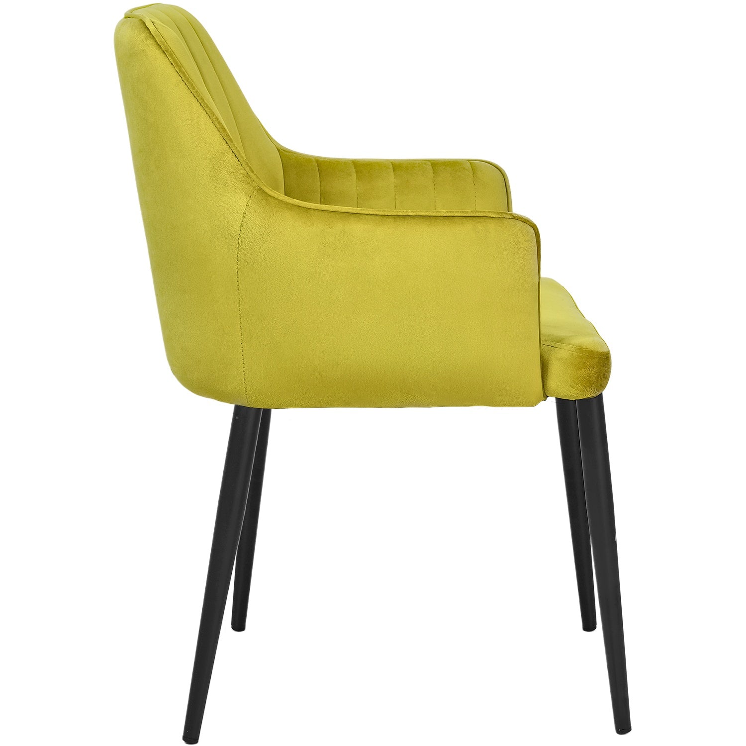 Silla Sillon Comedor Tapizado Terciopelo Moderno Amarillo