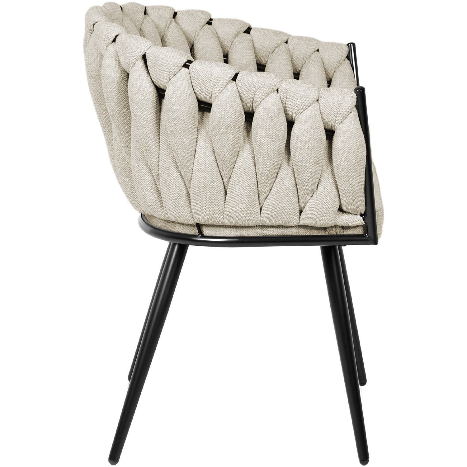 Silla Comedor Patron Tejido Elegante Moderno Estructura De La Silla Negro Asiento Beige