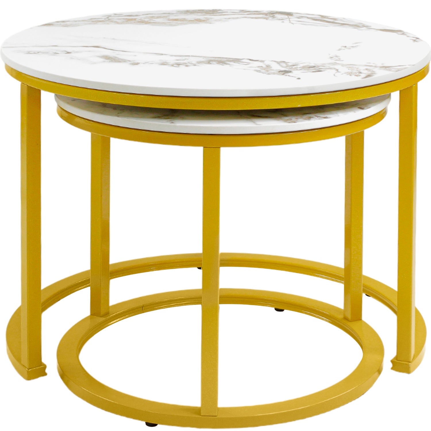 Set 2 Mesas de Centro 60cm Tipo Marmol Mesa para Sala de Estar