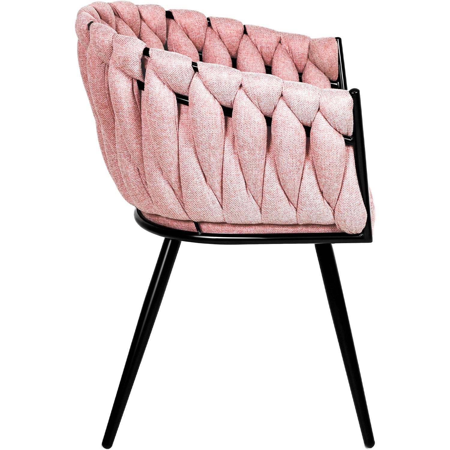 Silla Comedor Patron Tejido Elegante Moderno Estructura De La Silla Negro Asiento Rosa