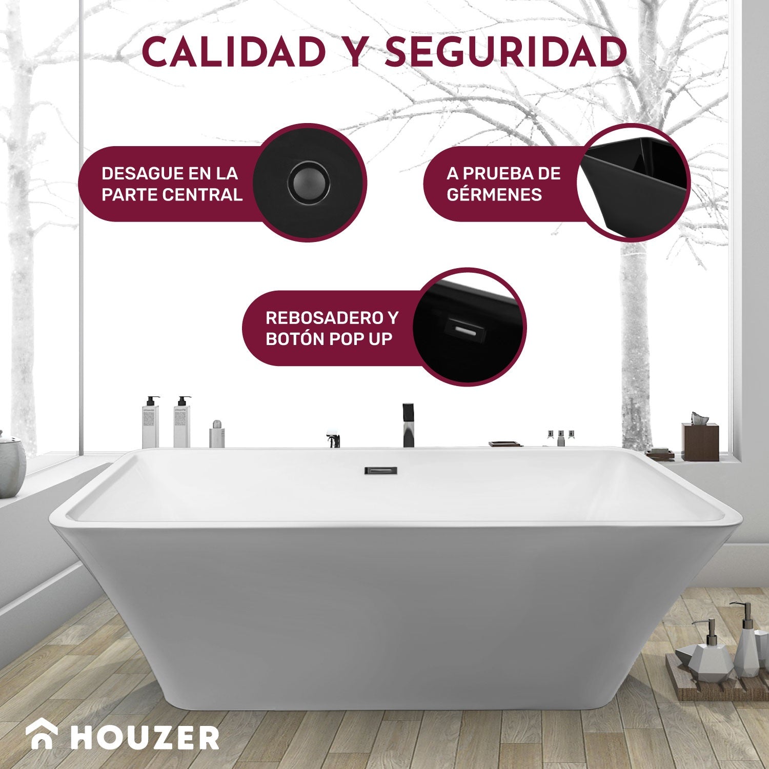 Tina Baño Premium Lujo 280l Fibra Vidrio 172x77x62 Cm Blanco