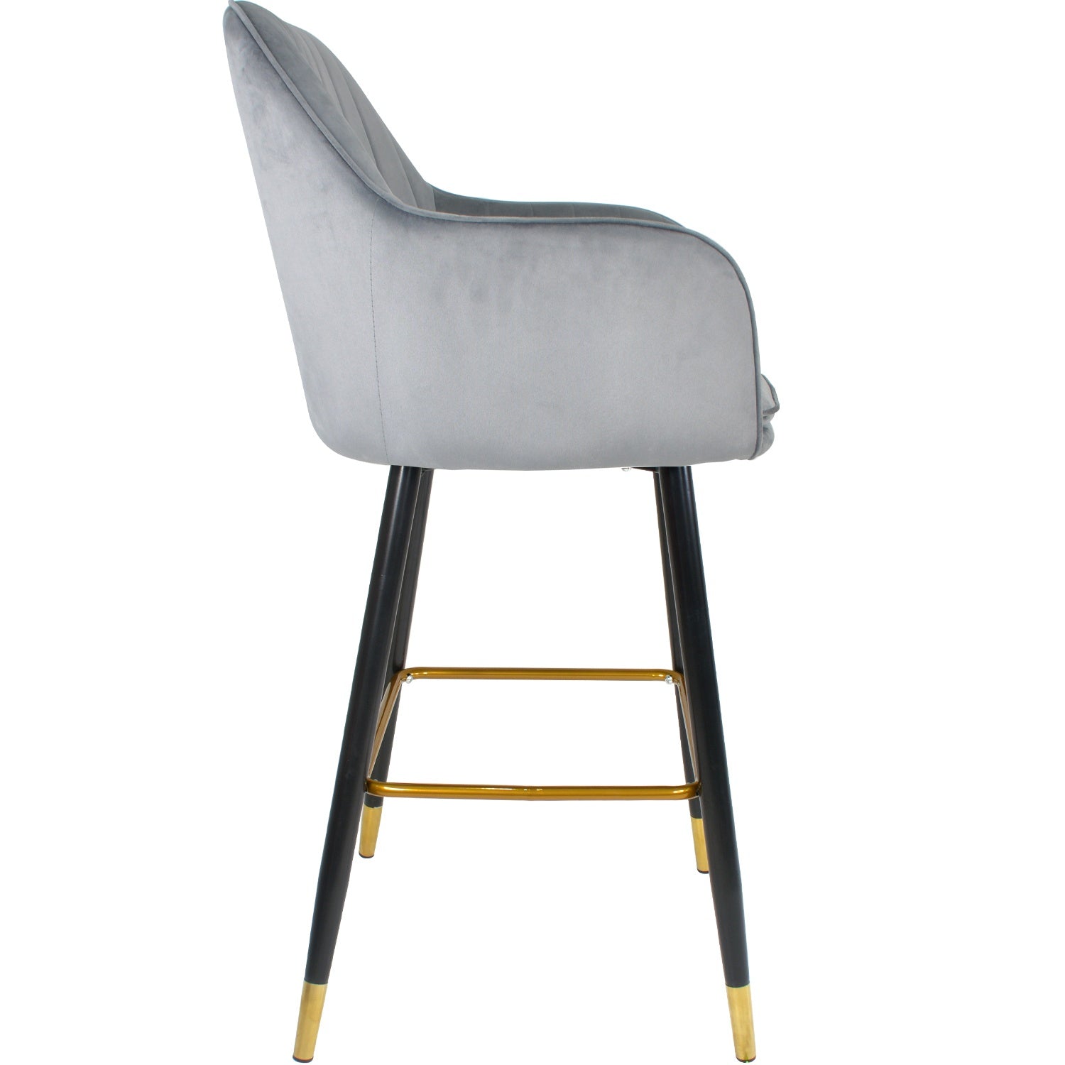 Silla Alta Tapizada Banco Sillon Eames Gris Terciopelo