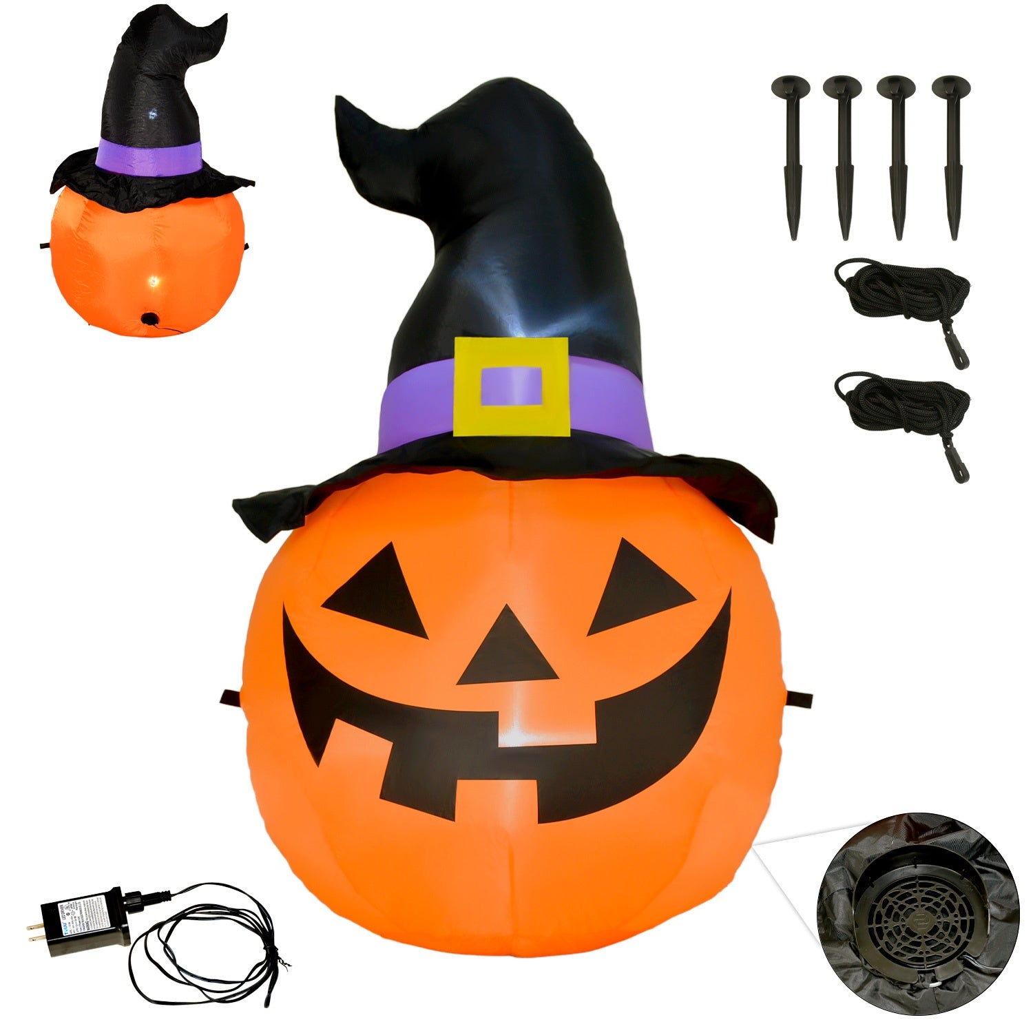 Inflable Halloween Cabeza Calabaza Embrujada Led 1.20 Mts