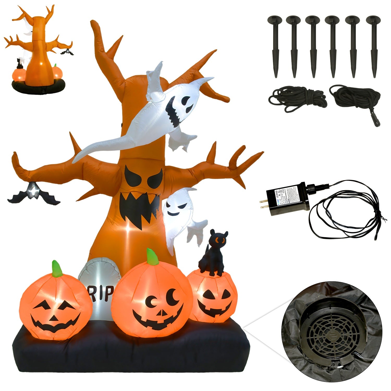 Inflable Halloween Arbol Fantasma Calabaza Jumbo Led 2.6 Mts
