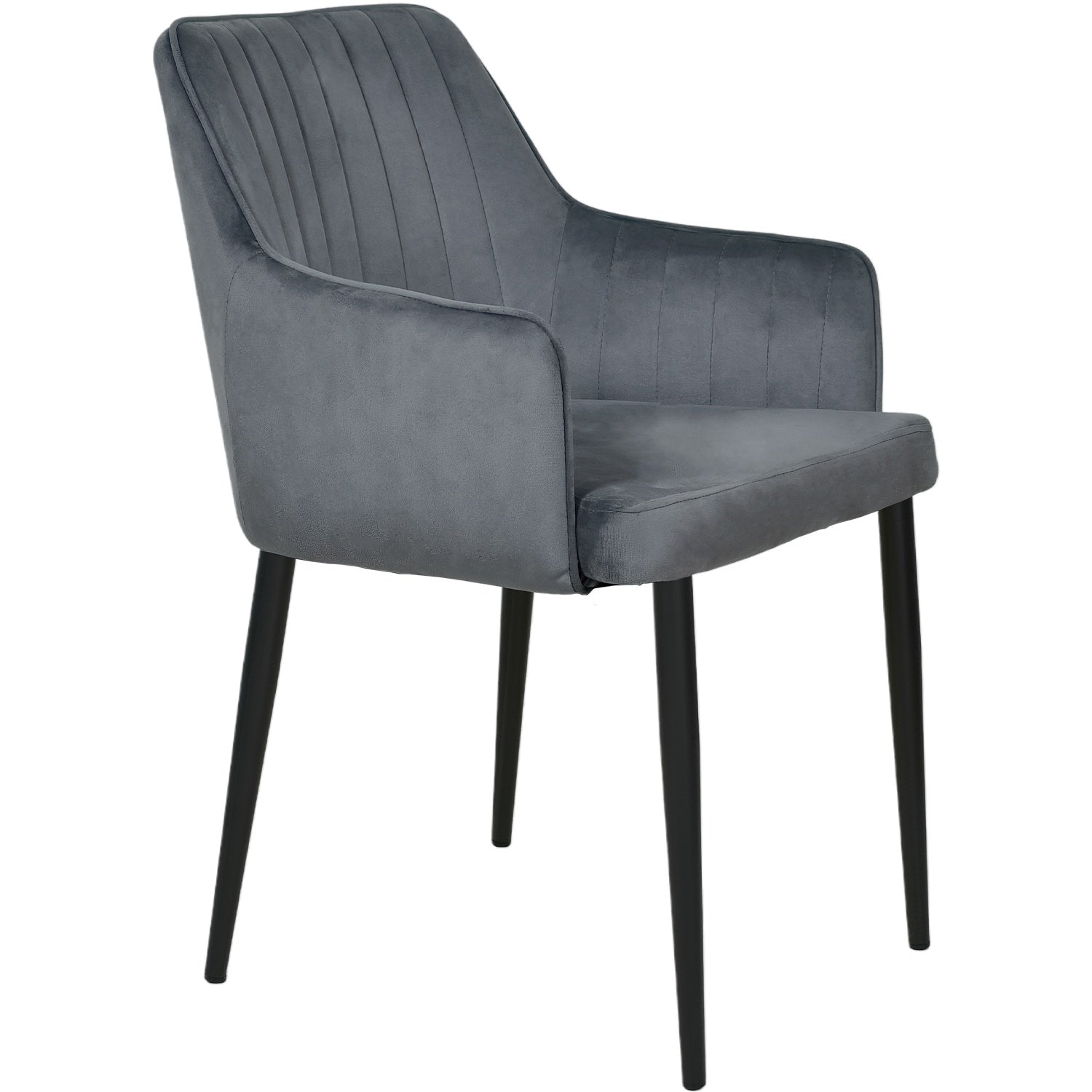 Silla Sillon Comedor Tapizado Terciopelo Moderno Gris