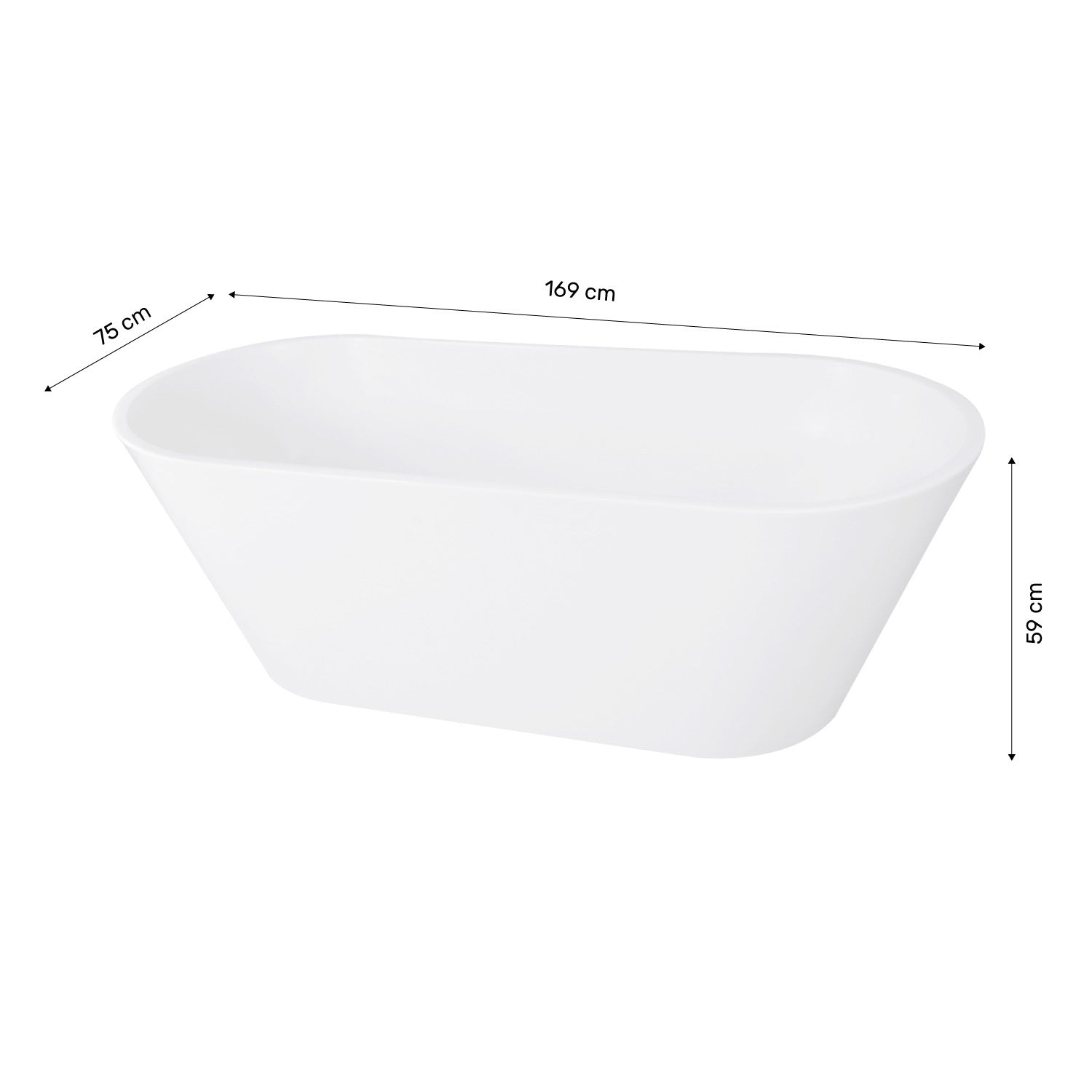 Tina Baño Lujo Bañera Dubai Fibra De Vidrio 169x75.5x59 Cm